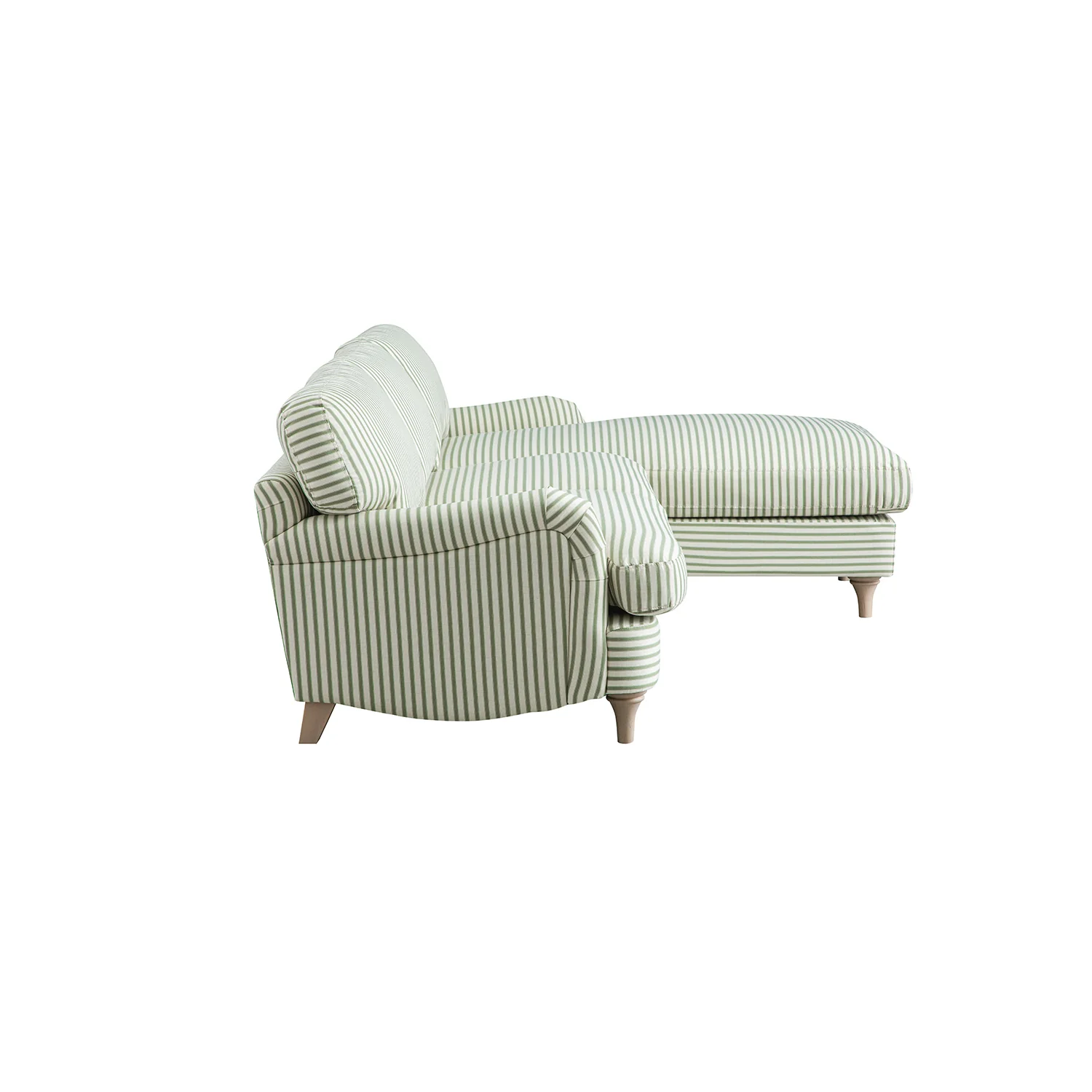 Daphnis Green Striped Linen Blend Sofa, Grande Chaise Sofa Right Hand Facing - Image 11