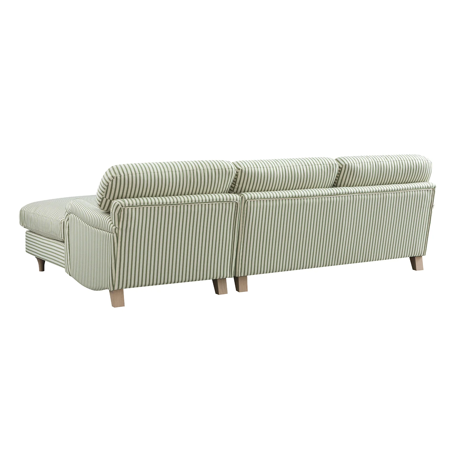 Daphnis Green Striped Linen Blend Sofa, Grande Chaise Sofa Right Hand Facing - Image 12