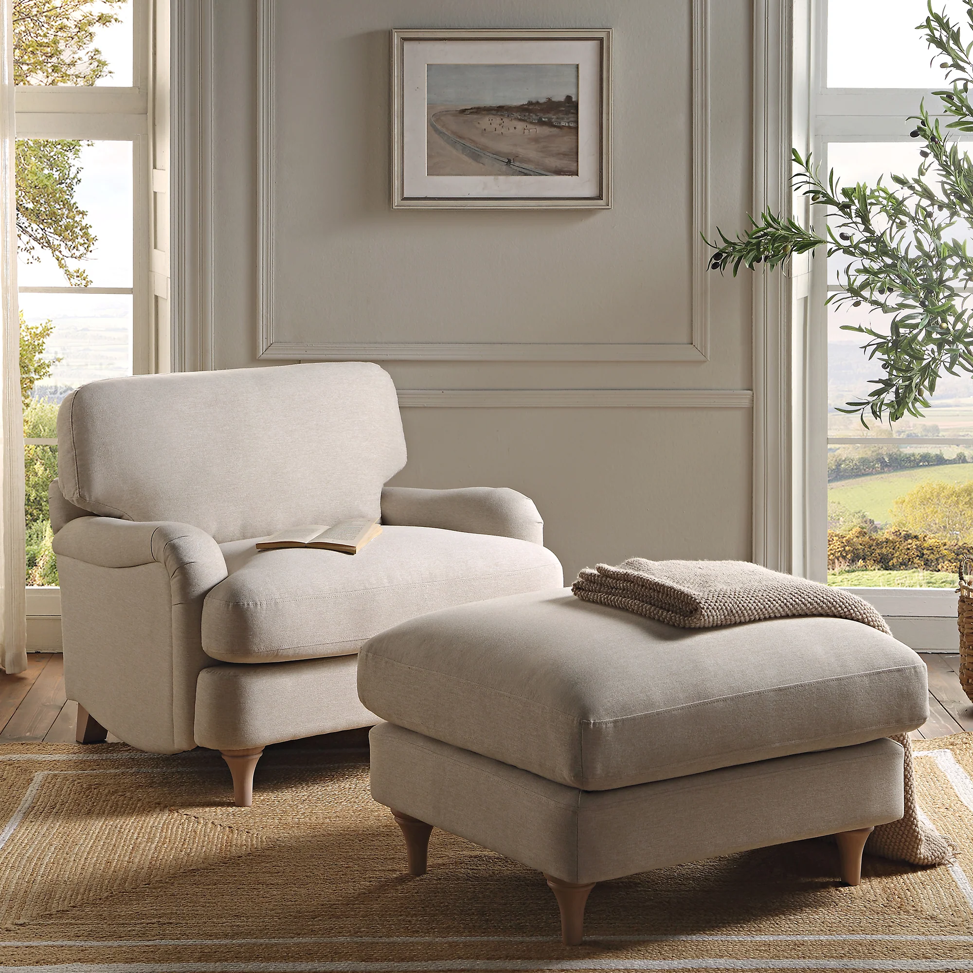 Daphnis Oatmeal Fabric Sofa, 1-Seater - Image 3