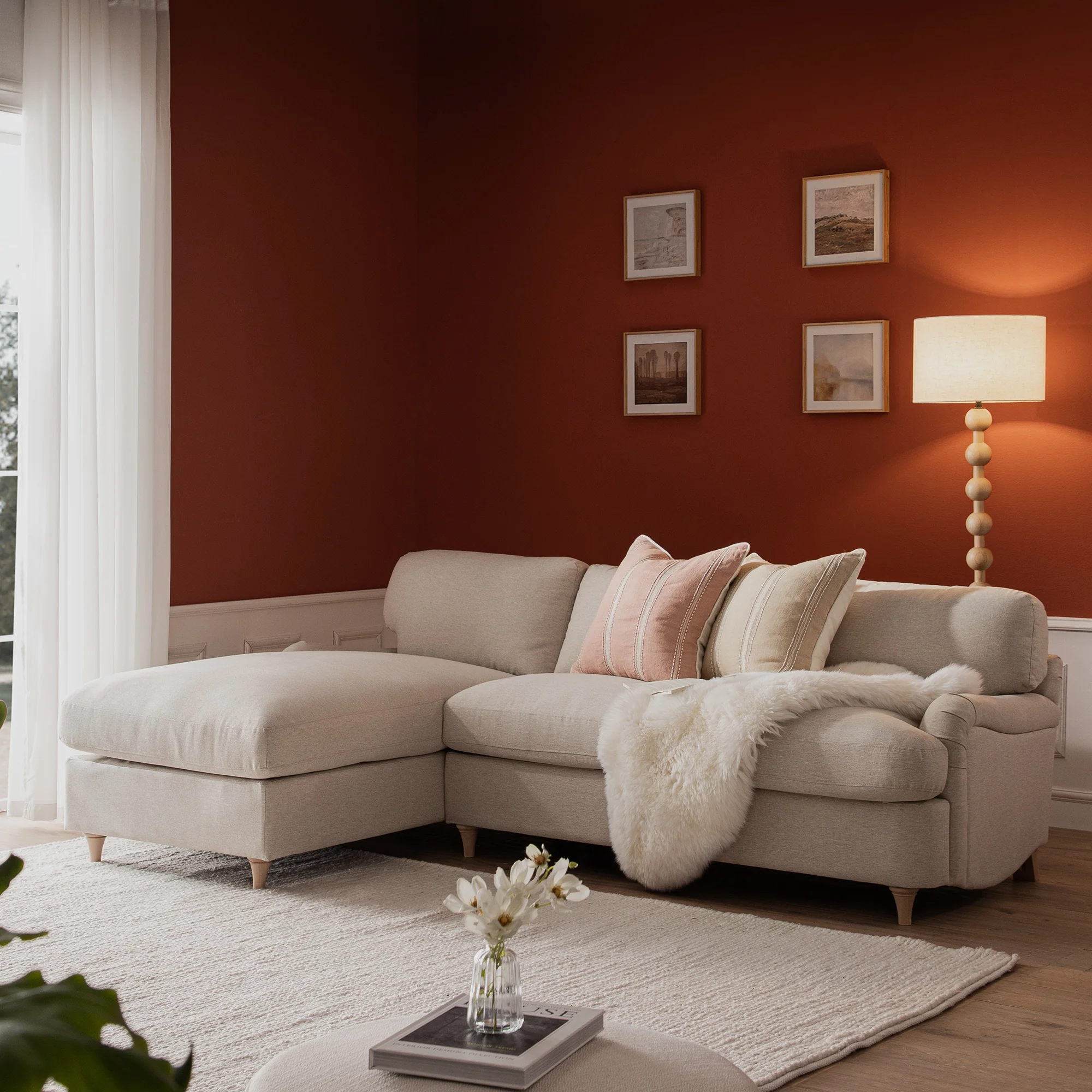 Daphnis Oatmeal Fabric Sofa Bed, Grande Chaise Left Hand Facing - Image 2