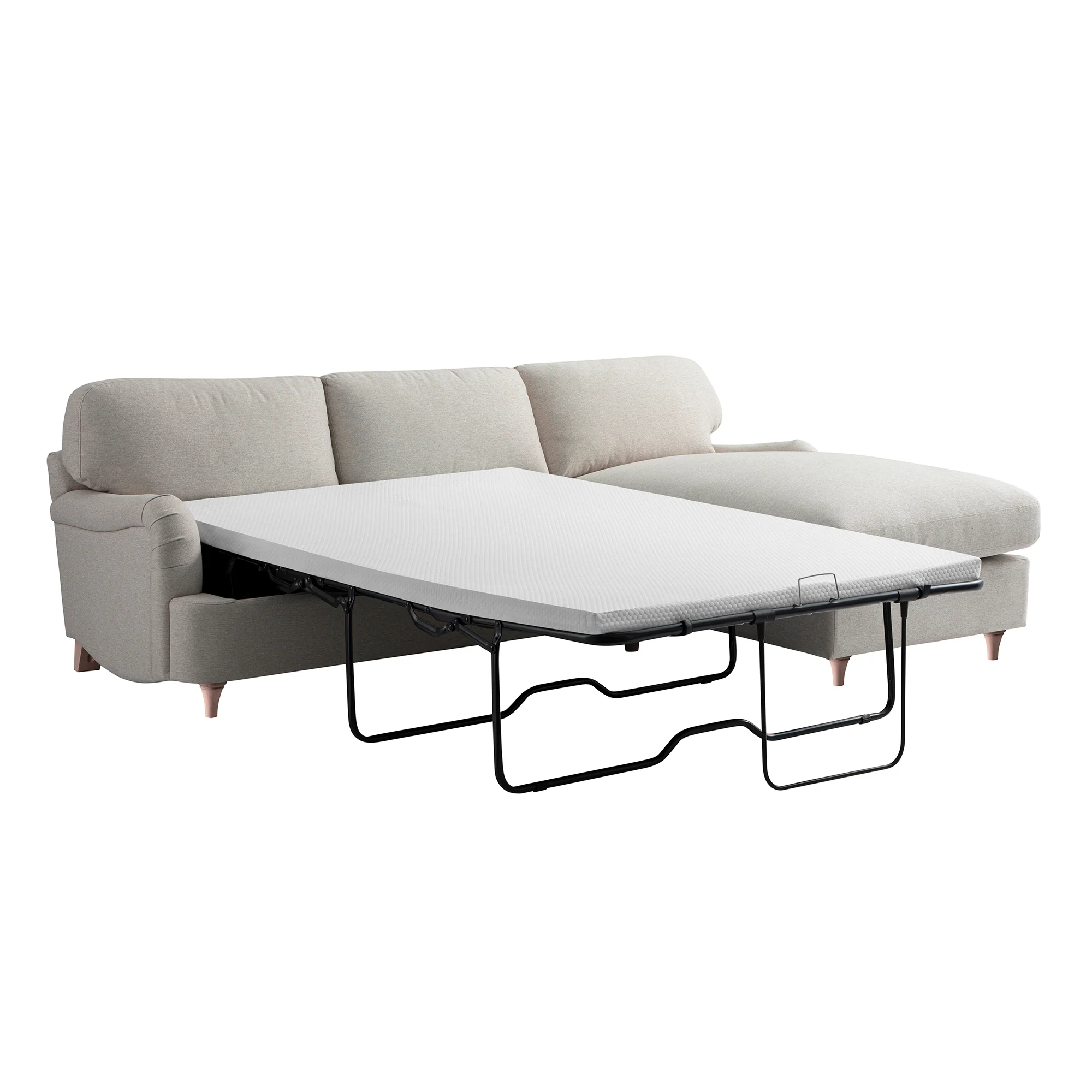 Daphnis Oatmeal Fabric Sofa Bed, Grande Chaise Right Hand Facing - Image 11