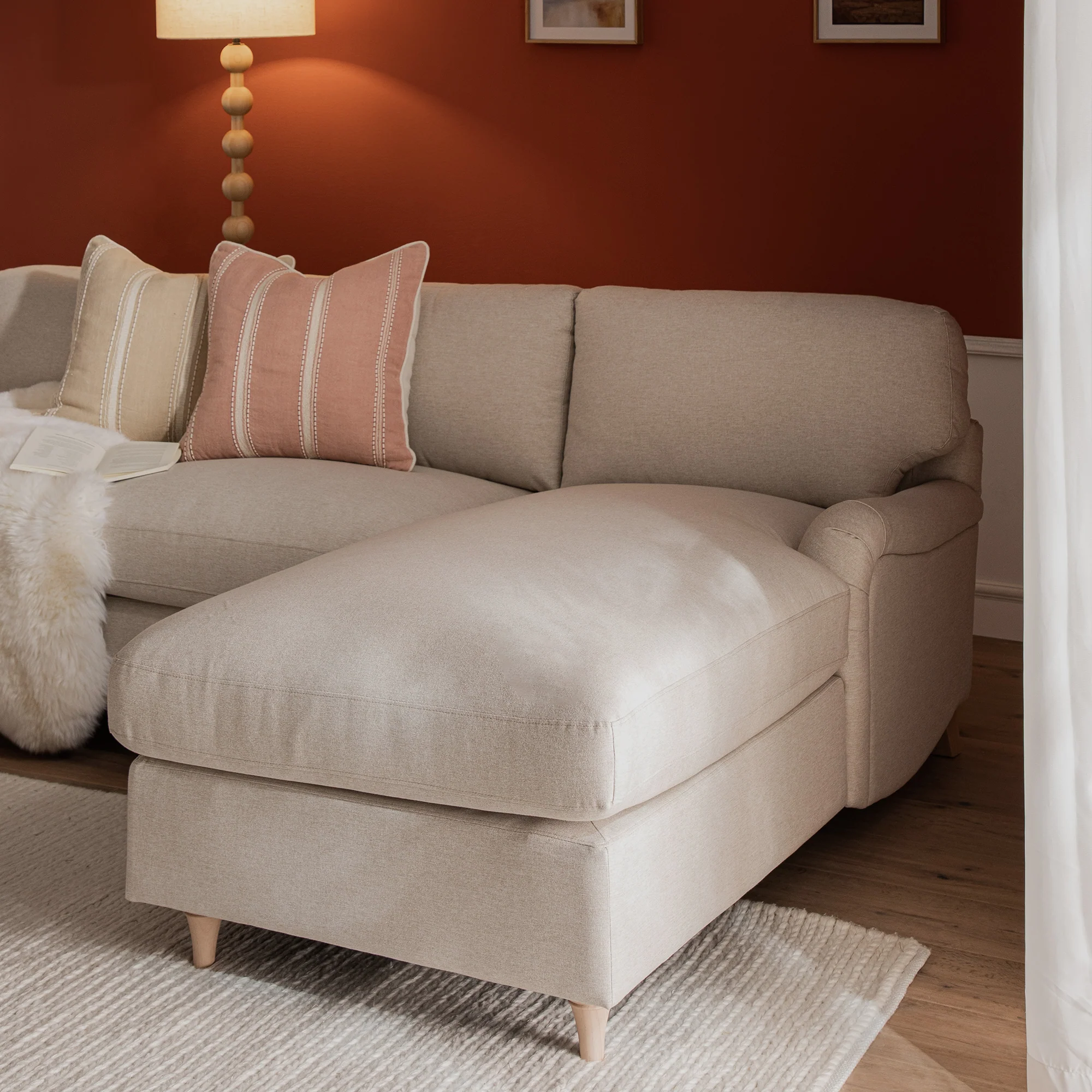 Daphnis Oatmeal Fabric Sofa Bed, Grande Chaise Right Hand Facing - Image 5