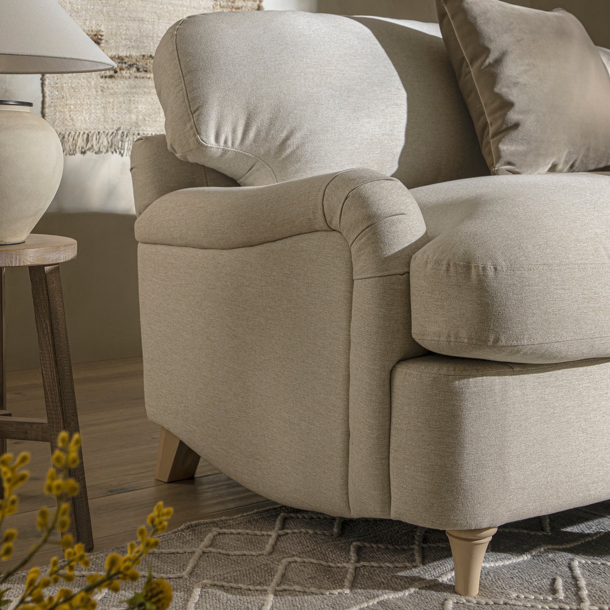 Daphnis Oatmeal Fabric Sofa Bed, Loveseat - Image 7