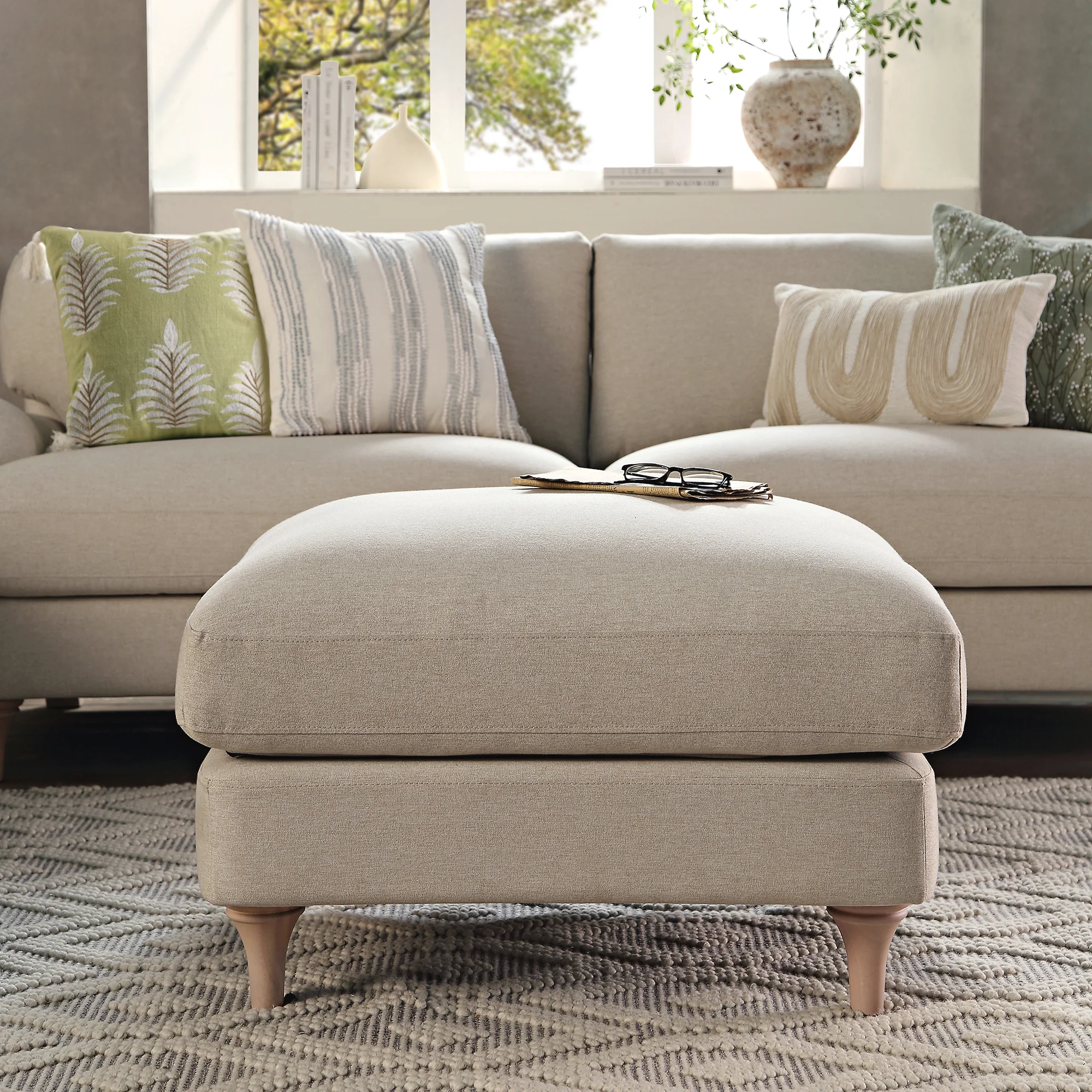Daphnis Oatmeal Fabric Sofa, Footstool - Image 2