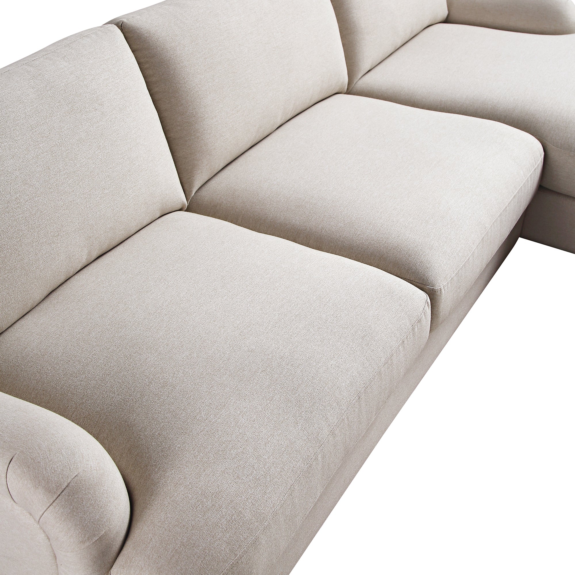 Daphnis Oatmeal Fabric Sofa, Grande Chaise Sofa Right Hand Facing - Image 12