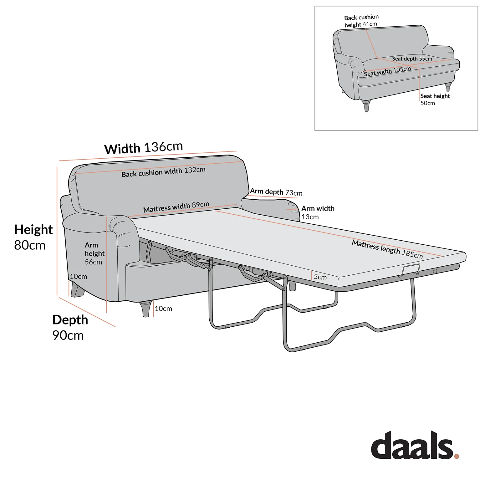Daphnis Fudge Velvet Sofa Bed, Loveseat - Image 14