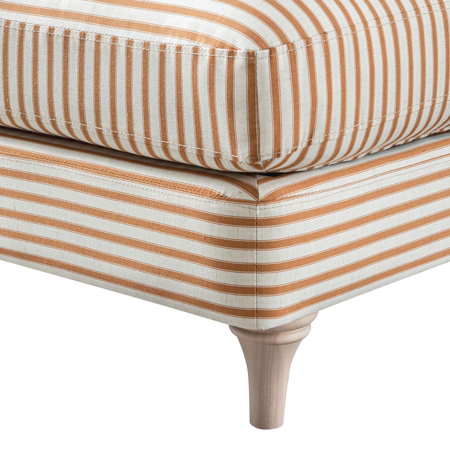 Daphnis Ochre Striped Linen Blend Footstool - Image 10