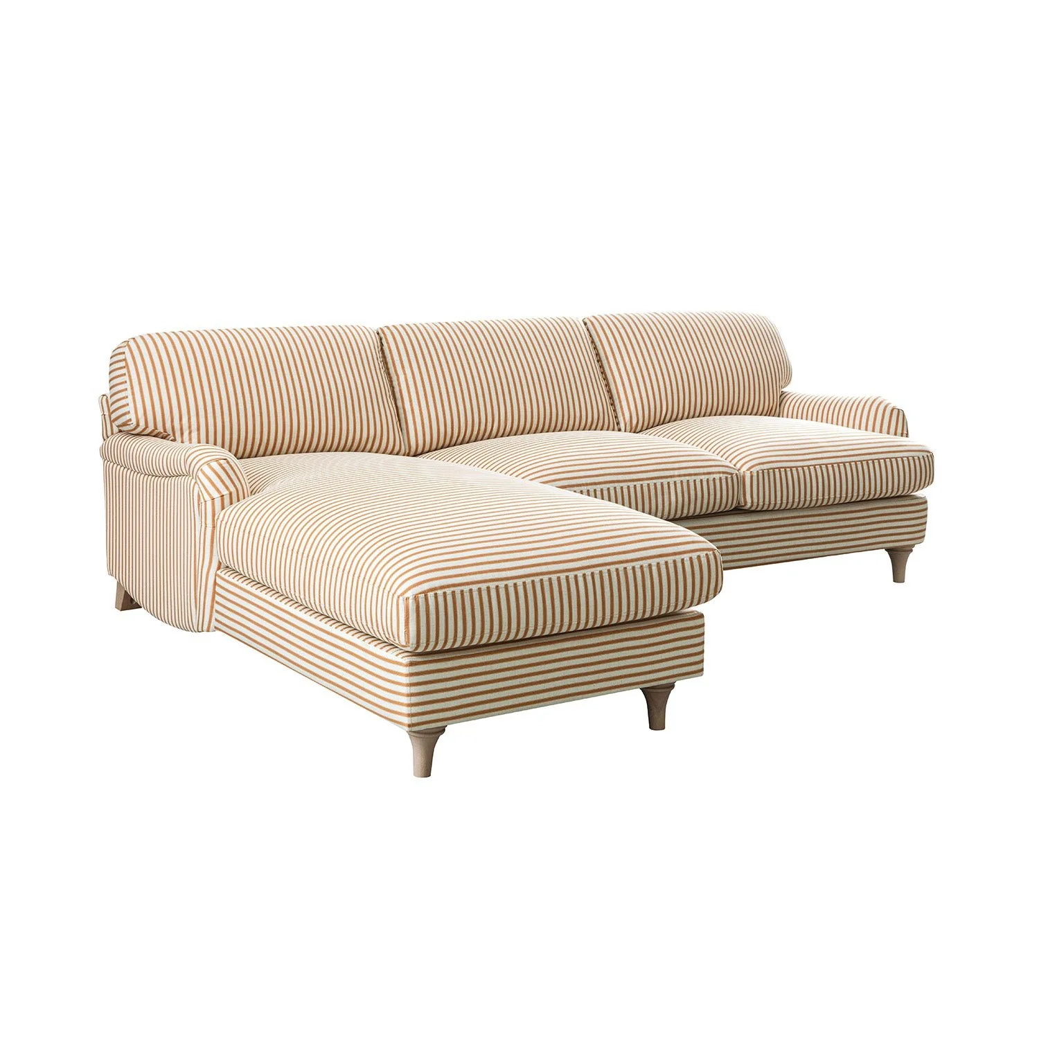 Daphnis Ochre Striped Linen Blend Sofa, Grande Chaise Sofa Left Hand Facing - Image 12