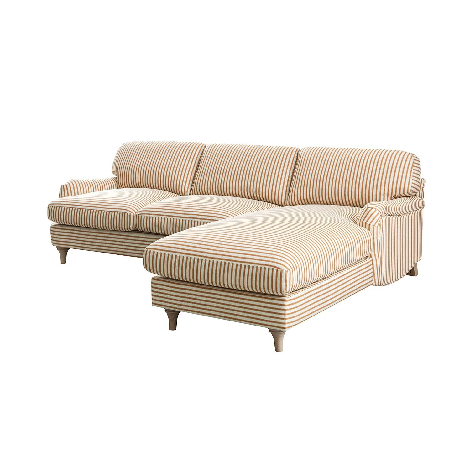 Daphnis Ochre Striped Linen Blend Sofa, Grande Chaise Sofa Right Hand Facing - Image 10