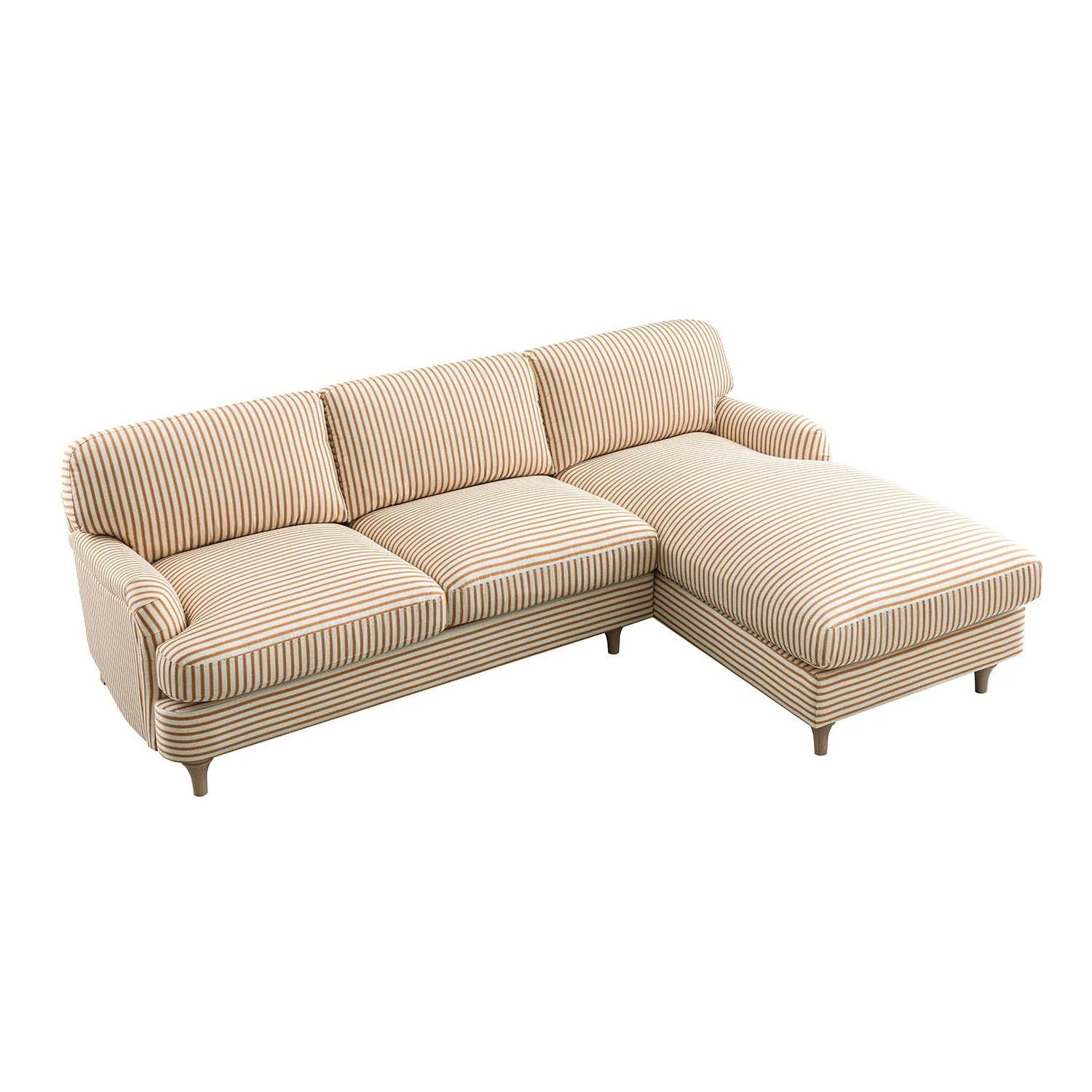 Daphnis Ochre Striped Linen Blend Sofa, Grande Chaise Sofa Right Hand Facing - Image 11
