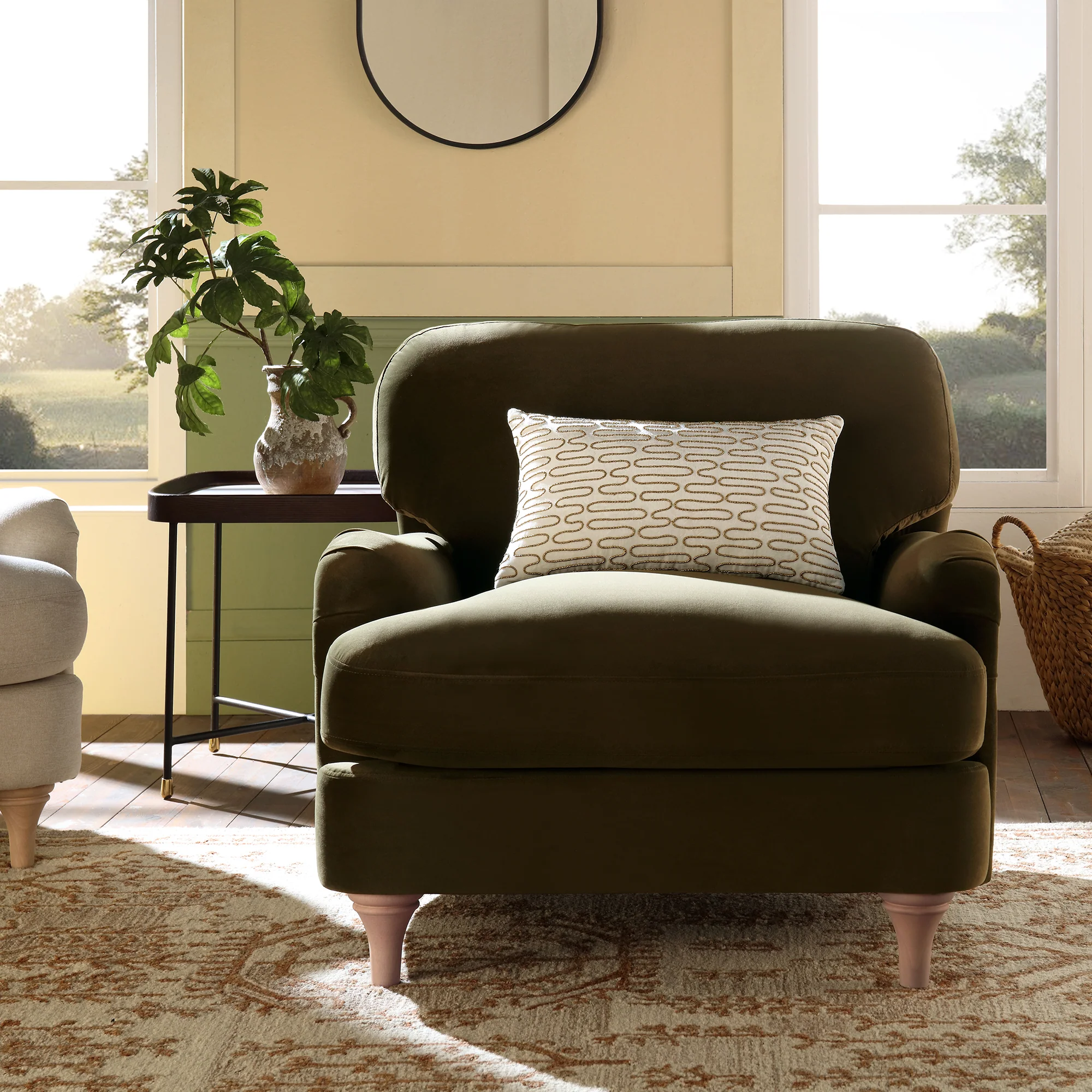 Daphnis Seaweed Velvet Sofa, 1-Seater - Image 2