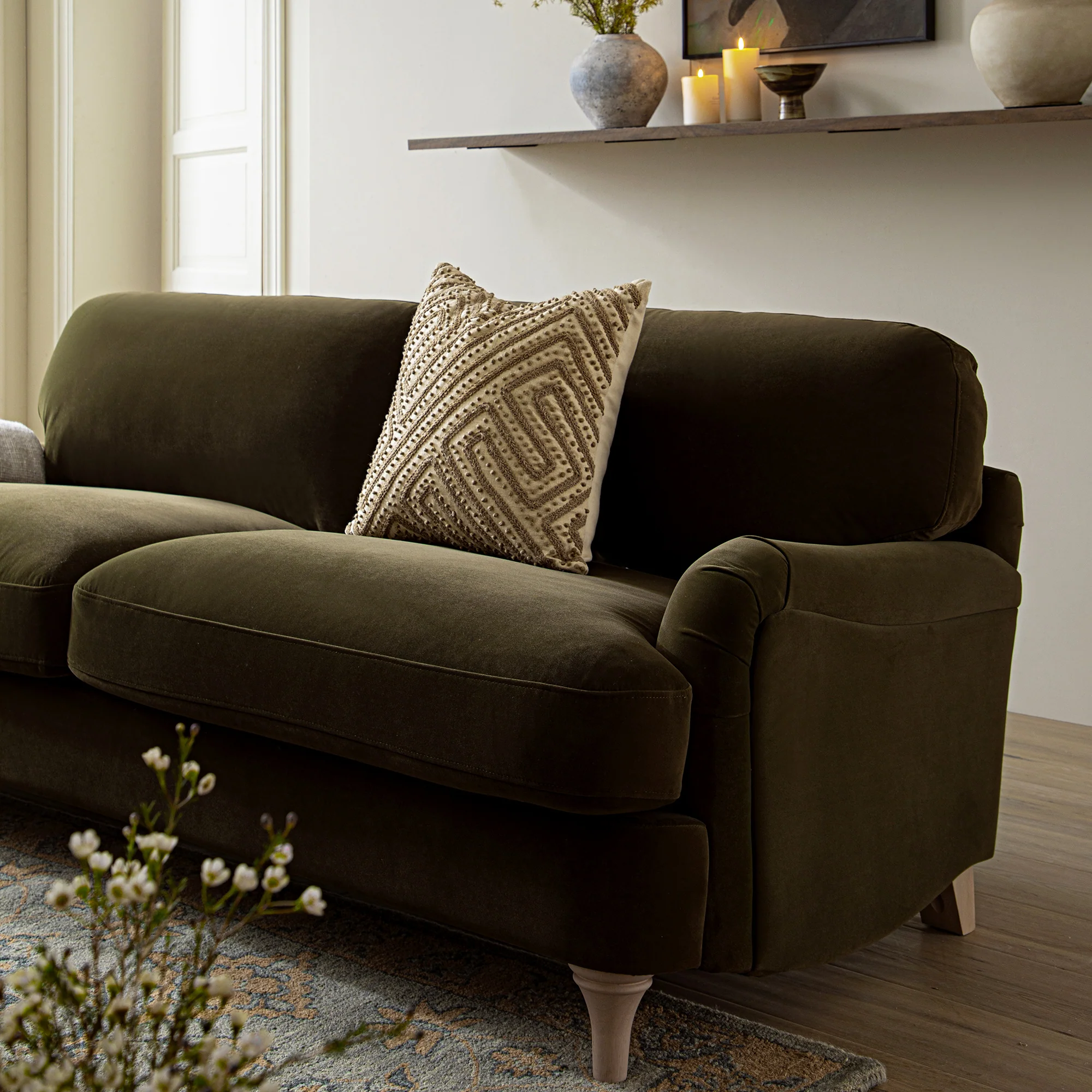 Daphnis Seaweed Velvet Sofa, 3-Seater - Image 4