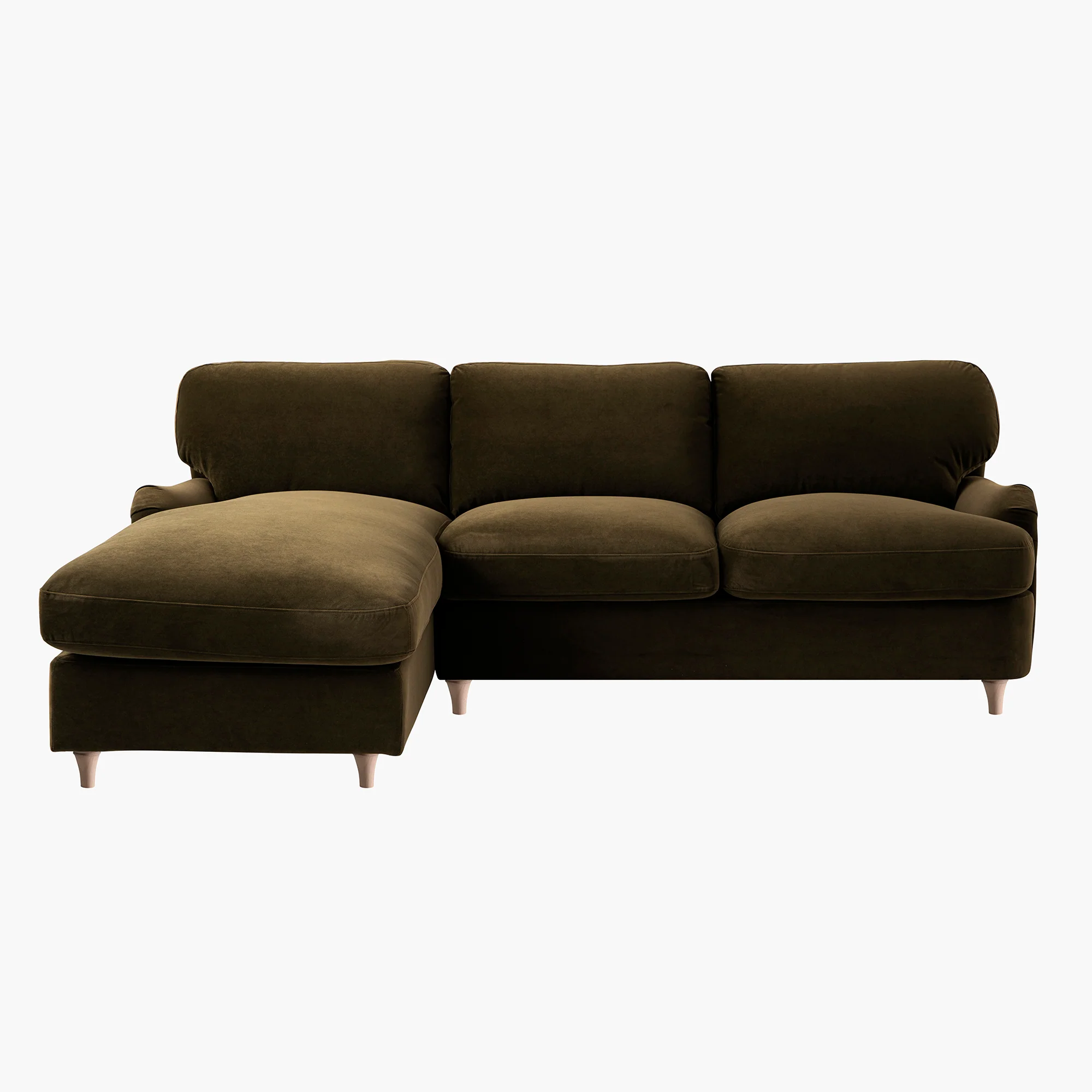 Daphnis Seaweed Velvet Sofa Bed, Grande Chaise Left Hand Facing - Image 12