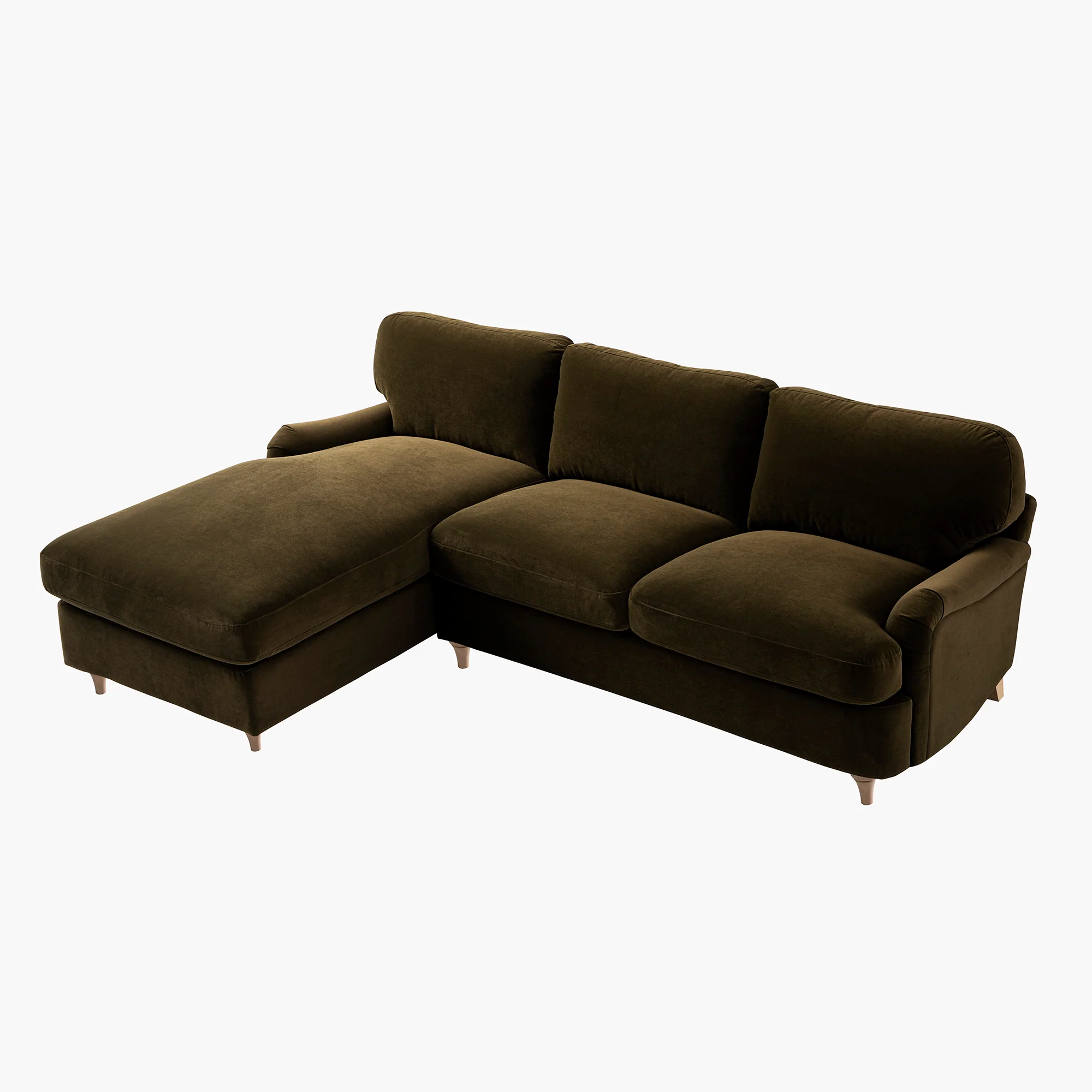 Daphnis Seaweed Velvet Sofa Bed, Grande Chaise Left Hand Facing - Image 14