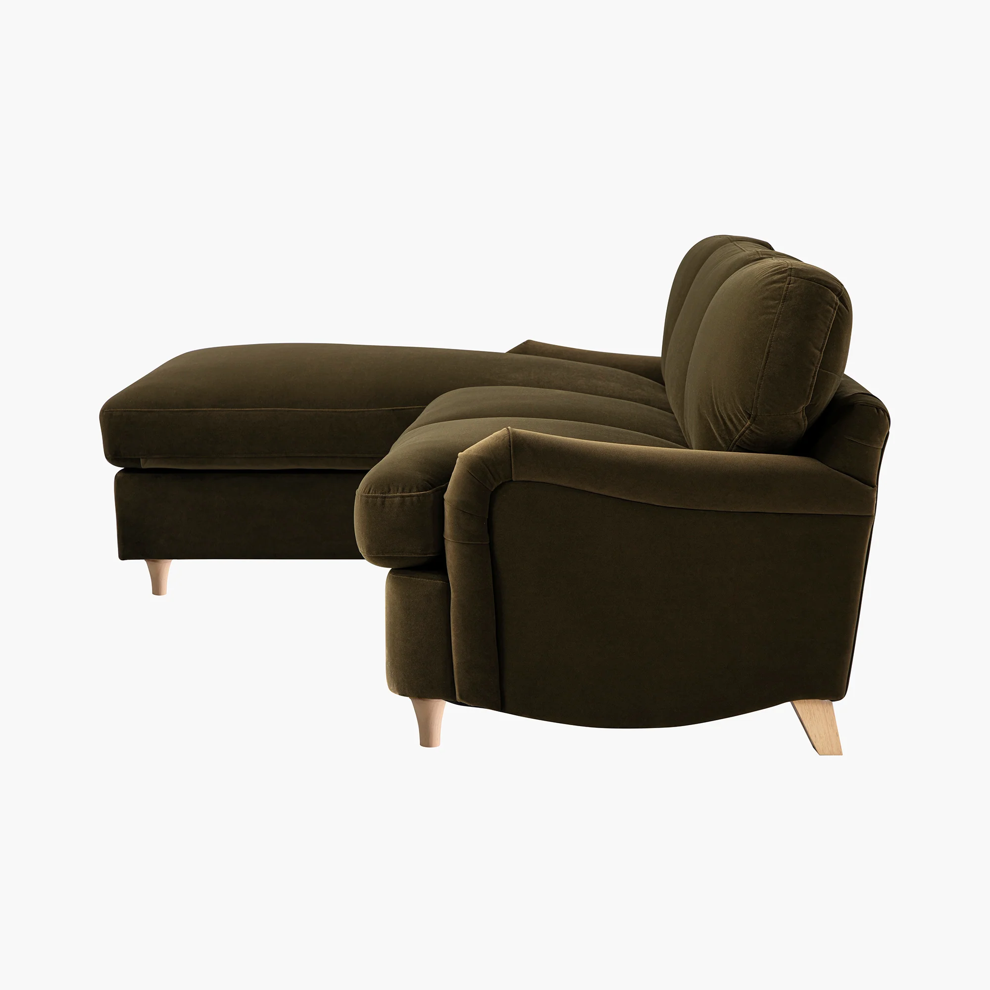 Daphnis Seaweed Velvet Sofa Bed, Grande Chaise Left Hand Facing - Image 15