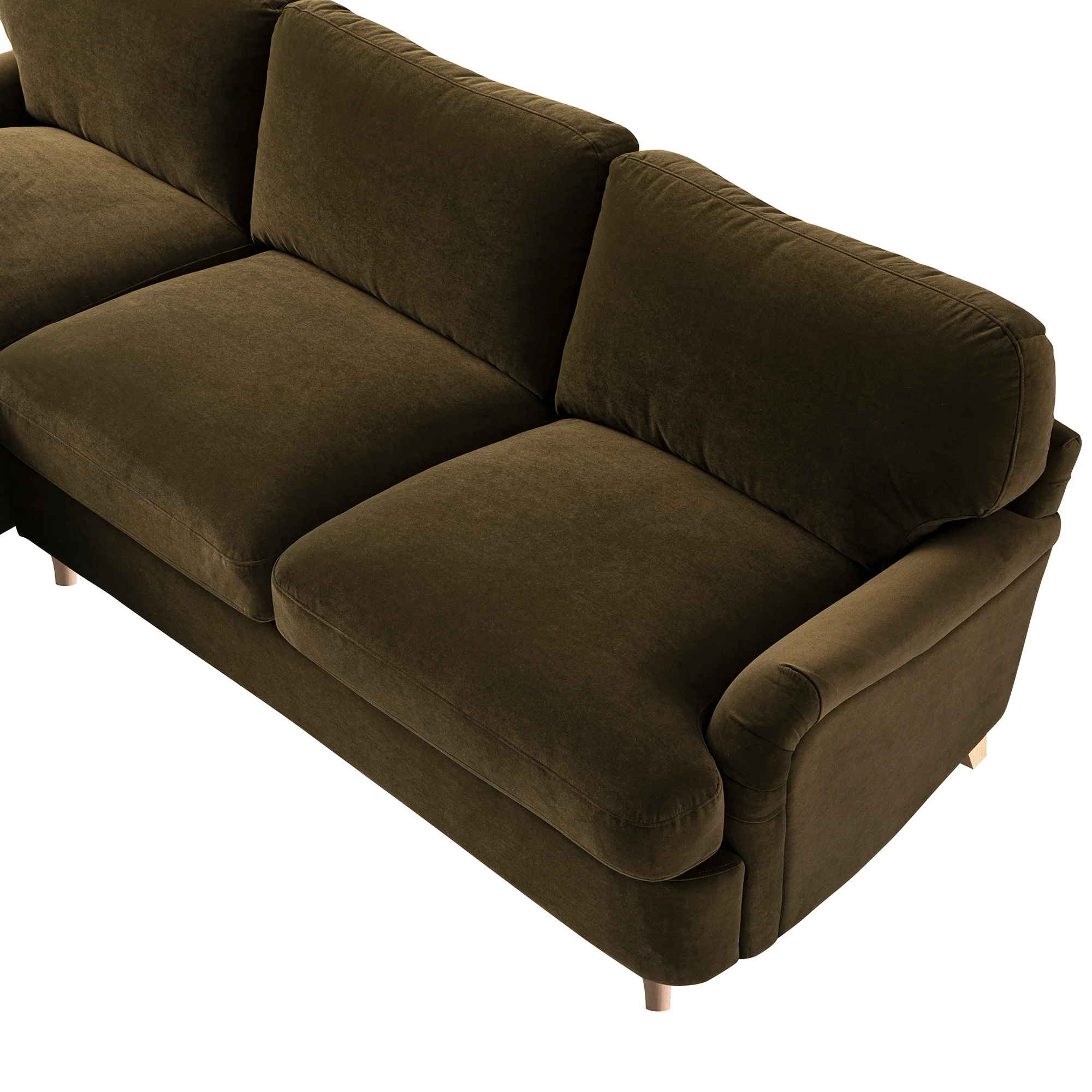 Daphnis Seaweed Velvet Sofa Bed, Grande Chaise Left Hand Facing - Image 18