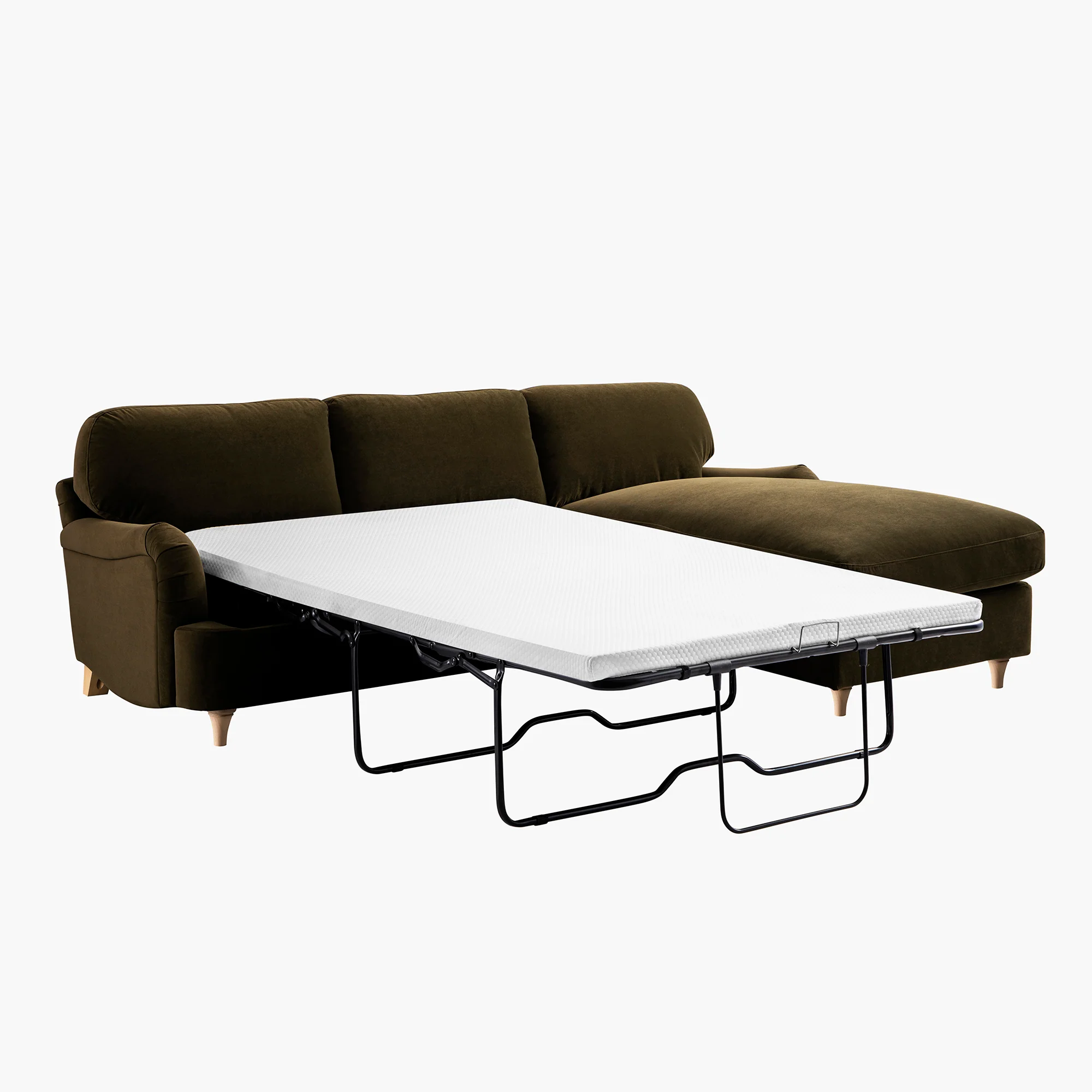 Daphnis Seaweed Velvet Sofa Bed, Grande Chaise Right Hand Facing - Image 10