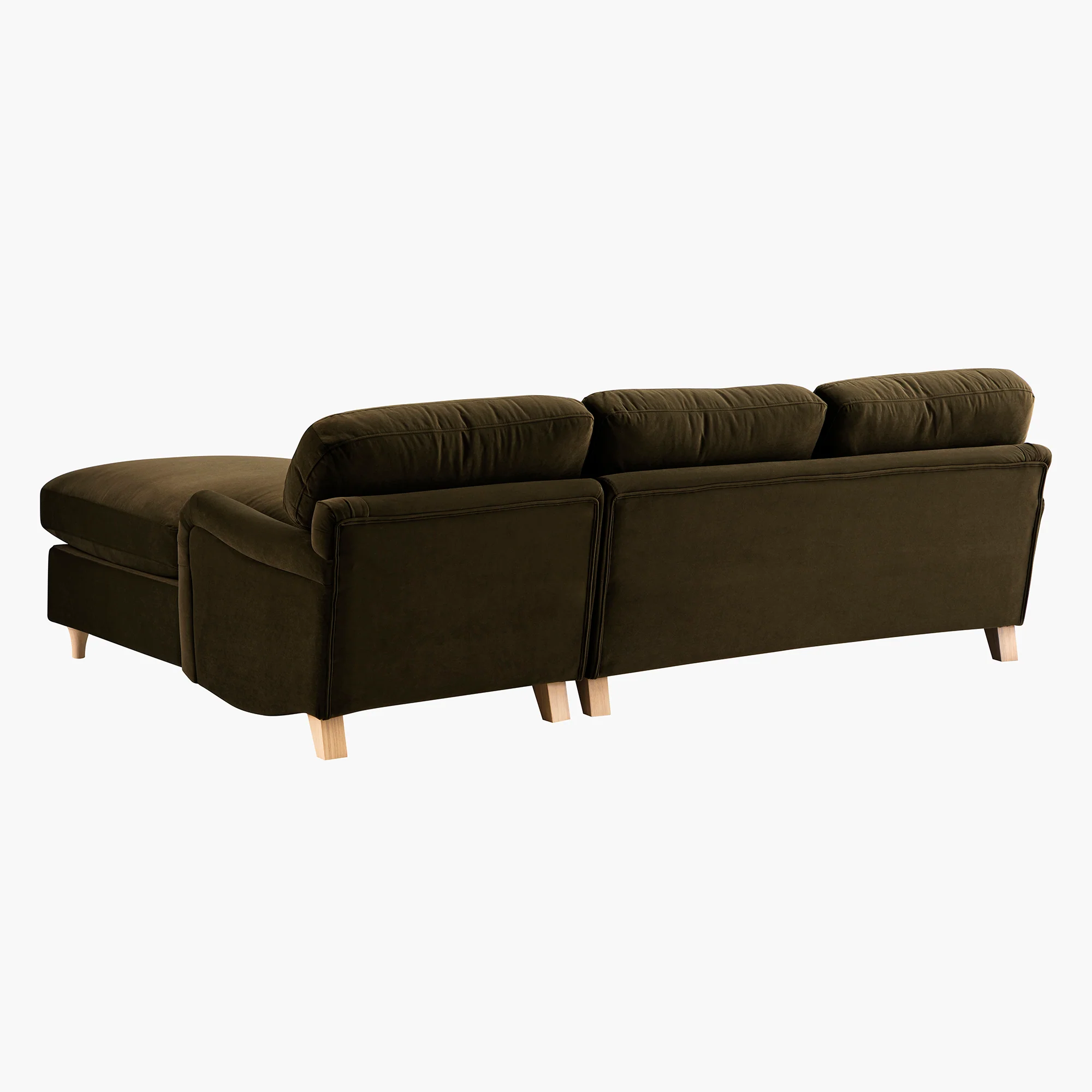Daphnis Seaweed Velvet Sofa Bed, Grande Chaise Right Hand Facing - Image 15