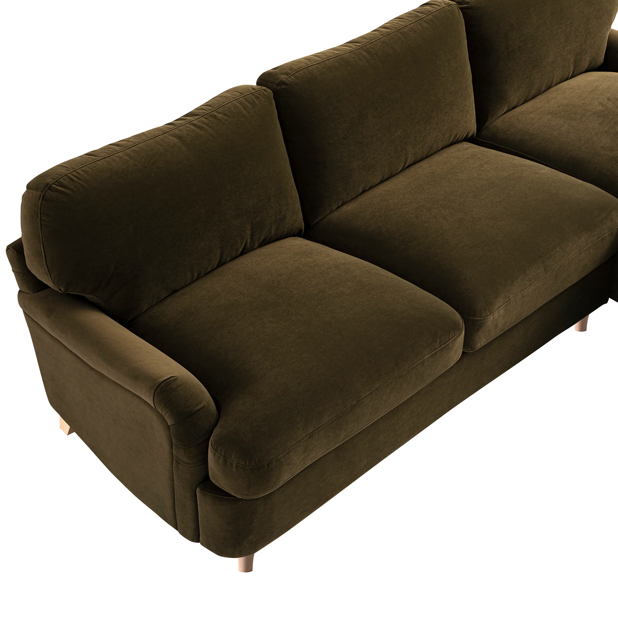 Daphnis Seaweed Velvet Sofa Bed, Grande Chaise Right Hand Facing - Image 16