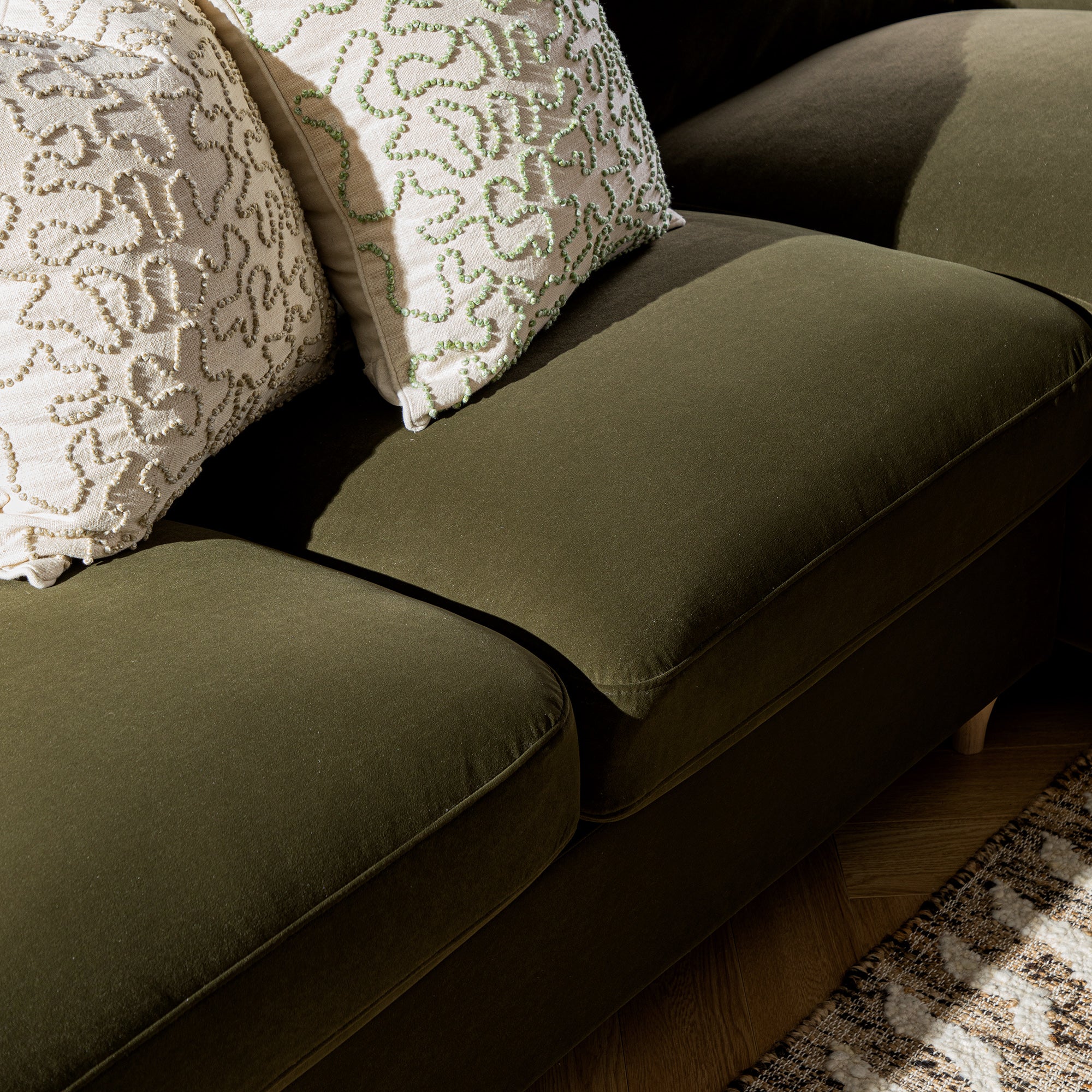 Daphnis Seaweed Velvet Sofa Bed, Grande Chaise Right Hand Facing - Image 18