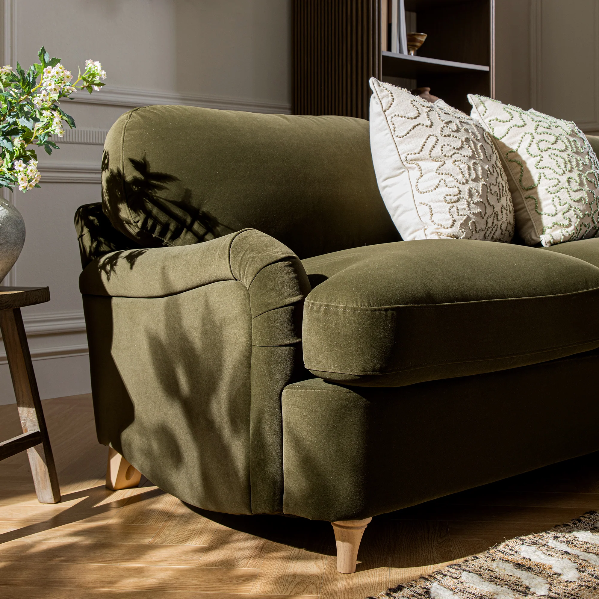 Daphnis Seaweed Velvet Sofa Bed, Grande Chaise Right Hand Facing - Image 5
