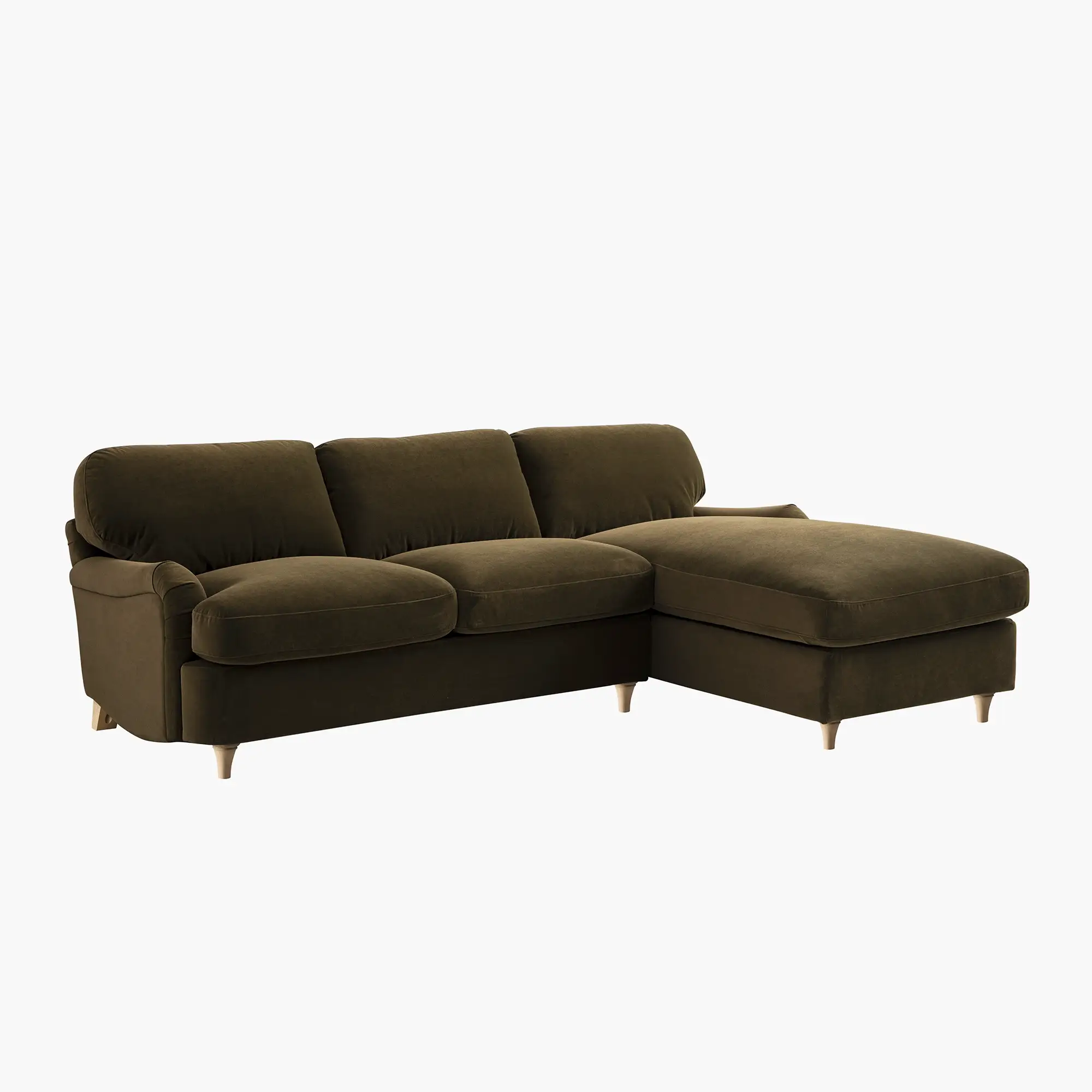 Daphnis Seaweed Velvet Sofa Bed, Grande Chaise Right Hand Facing - Image 7