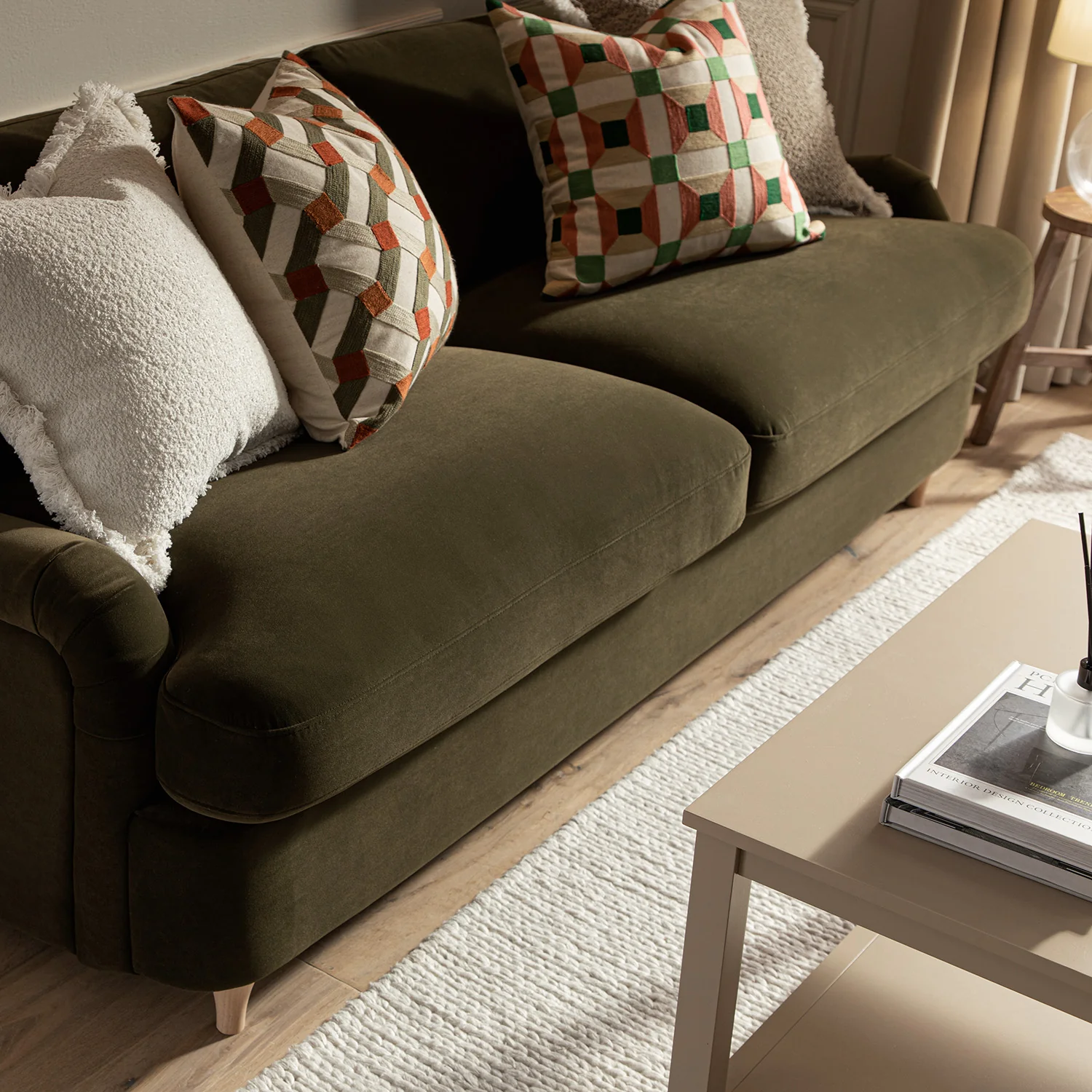 Daphnis Seaweed Velvet Sofa Bed, Large 3-Seater - Image 7