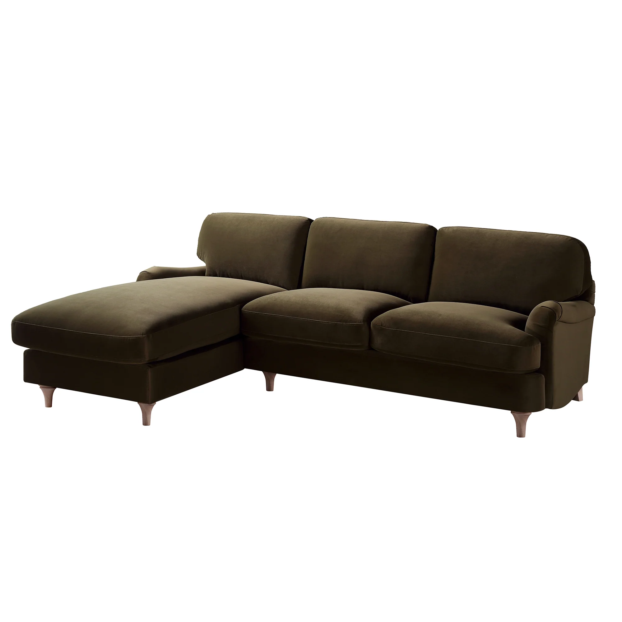 Daphnis Seaweed Velvet Sofa, Grande Chaise Sofa Left Hand Facing - Image 6