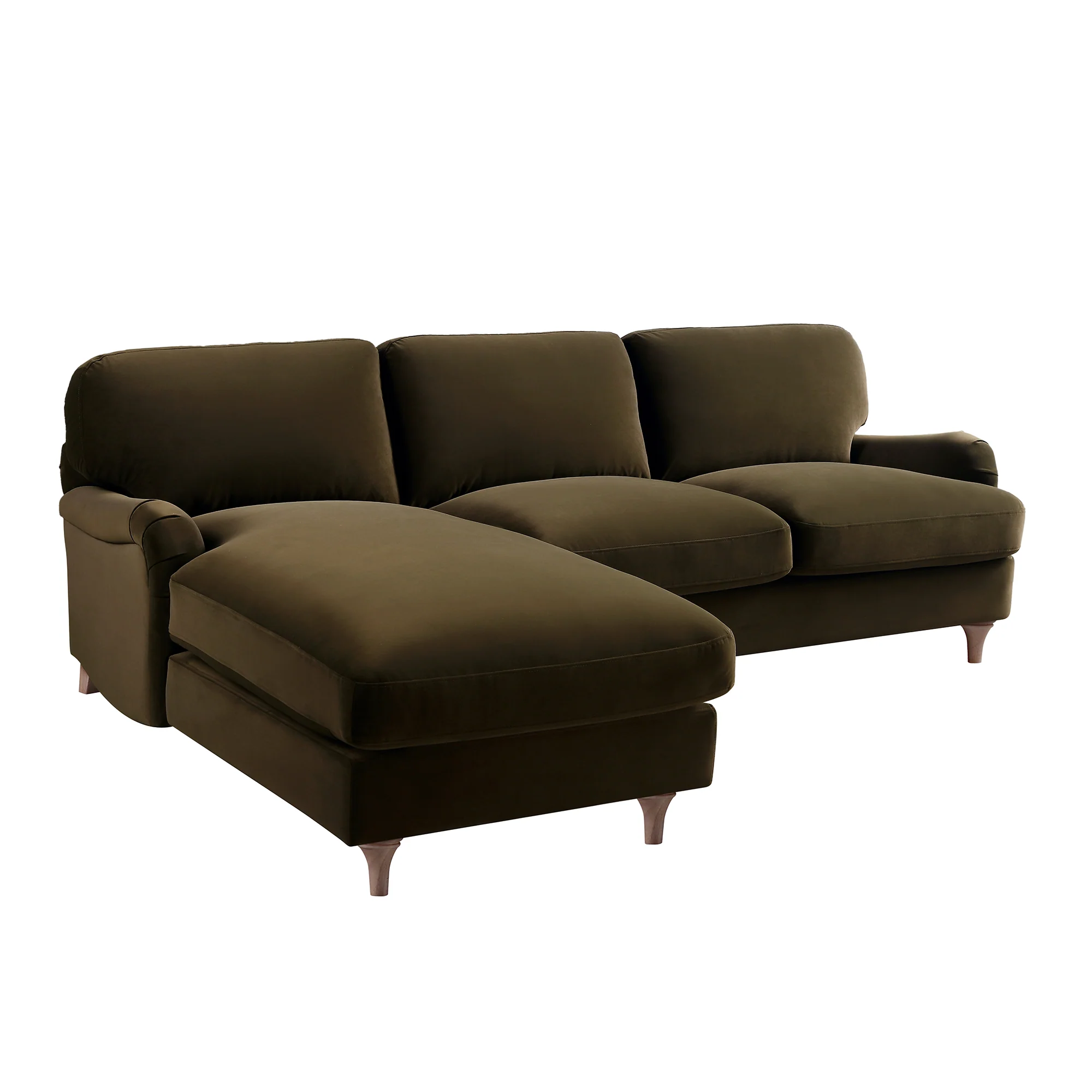 Daphnis Seaweed Velvet Sofa, Grande Chaise Sofa Left Hand Facing - Image 9