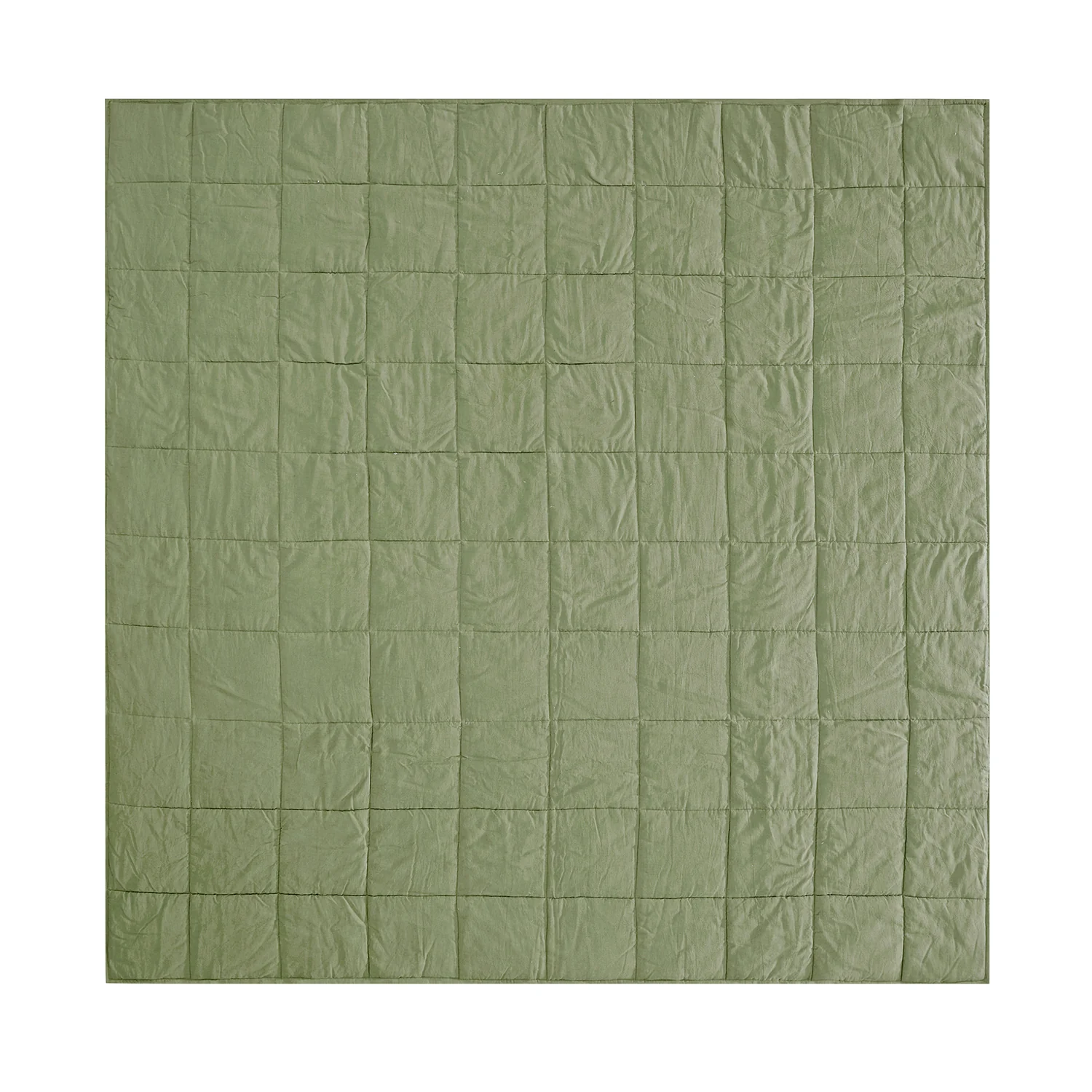 Darcy Olive Green Quilted Linen Blend Bedspread - Image 3