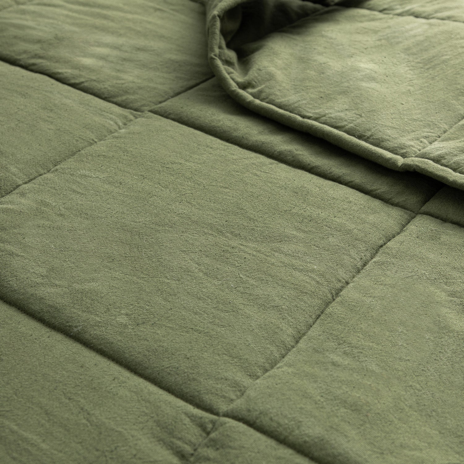 Darcy Olive Green Quilted Linen Blend Bedspread - Image 4