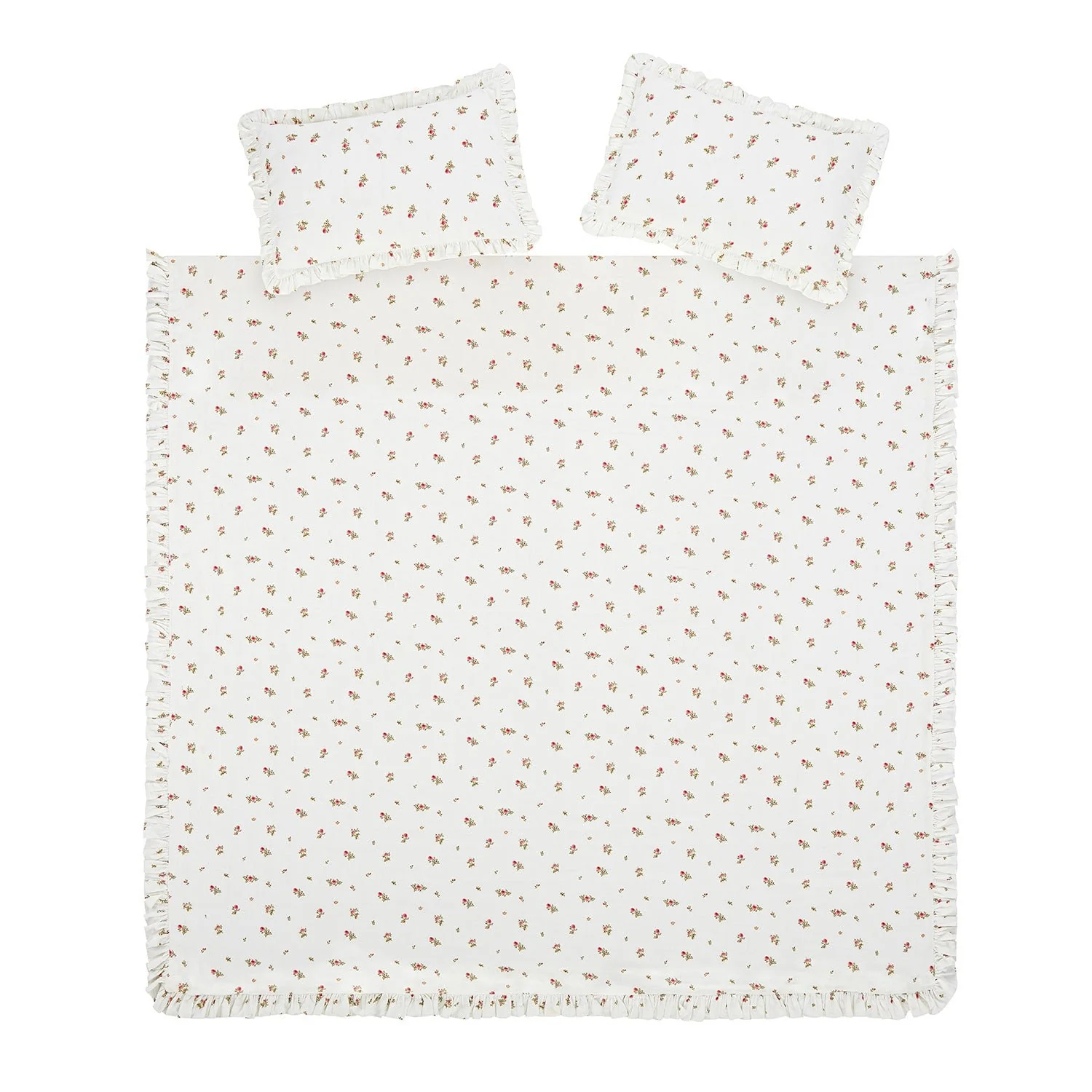 Darcy Rose Ivory White Ruffle Linen Blend Duvet Set - Image 2