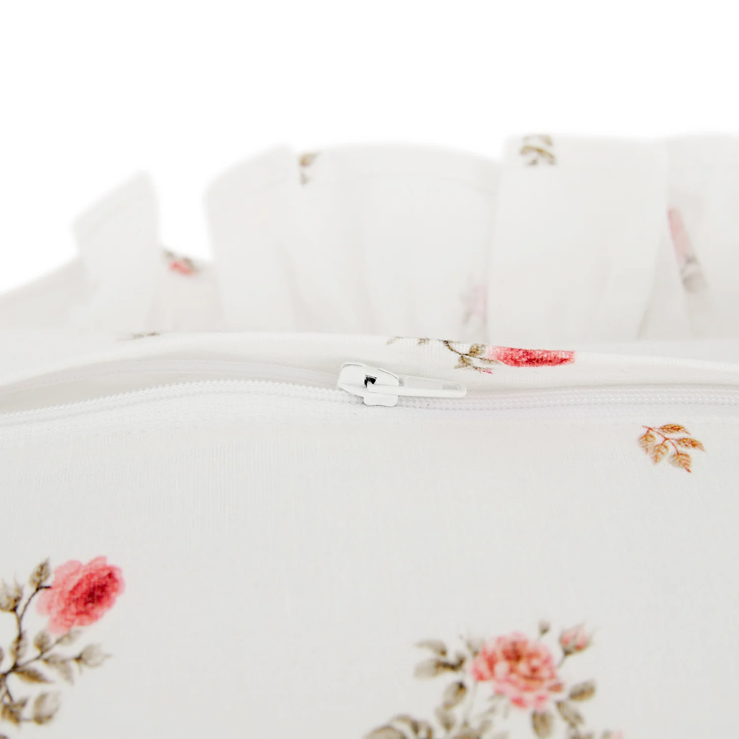 Darcy Rose Ivory White Ruffle Floral Embroidered Linen Blend Cushion - Image 4