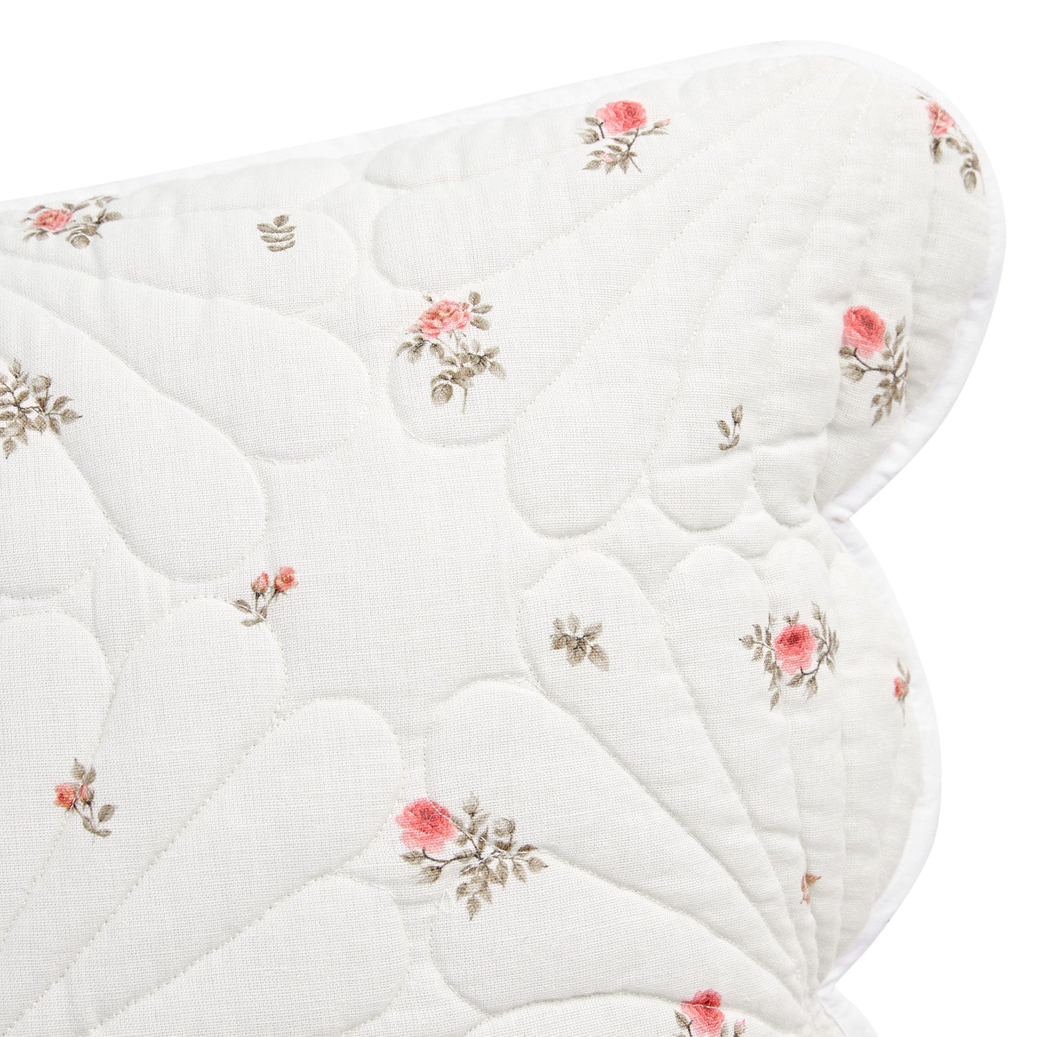 Darcy Rose Ivory White Scallop Quilted Linen Blend Continental Square Pillowcases - Pair - Image 2