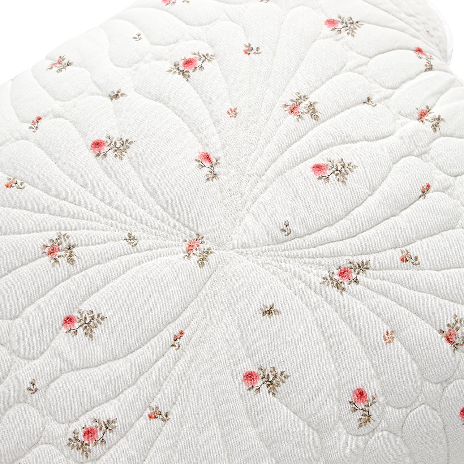 Darcy Rose Ivory White Scallop Quilted Linen Blend Continental Square Pillowcases - Pair - Image 4