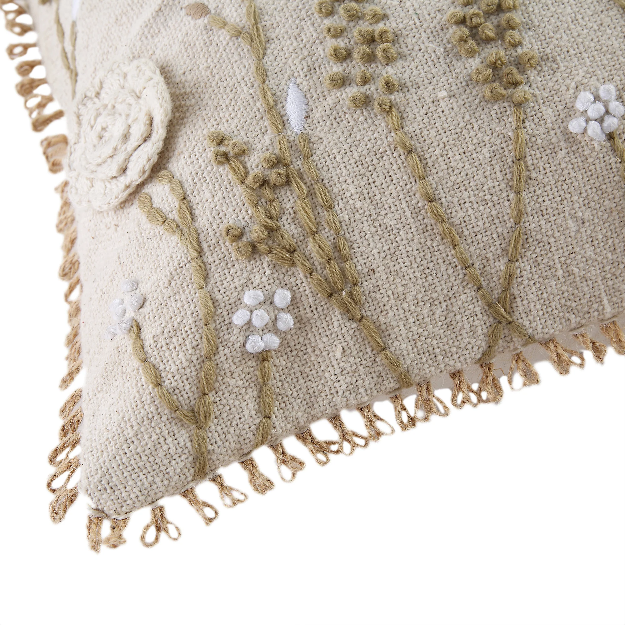 Delilah Crochet Jute Lace Hand Embroidered Square Cushion - Image 5