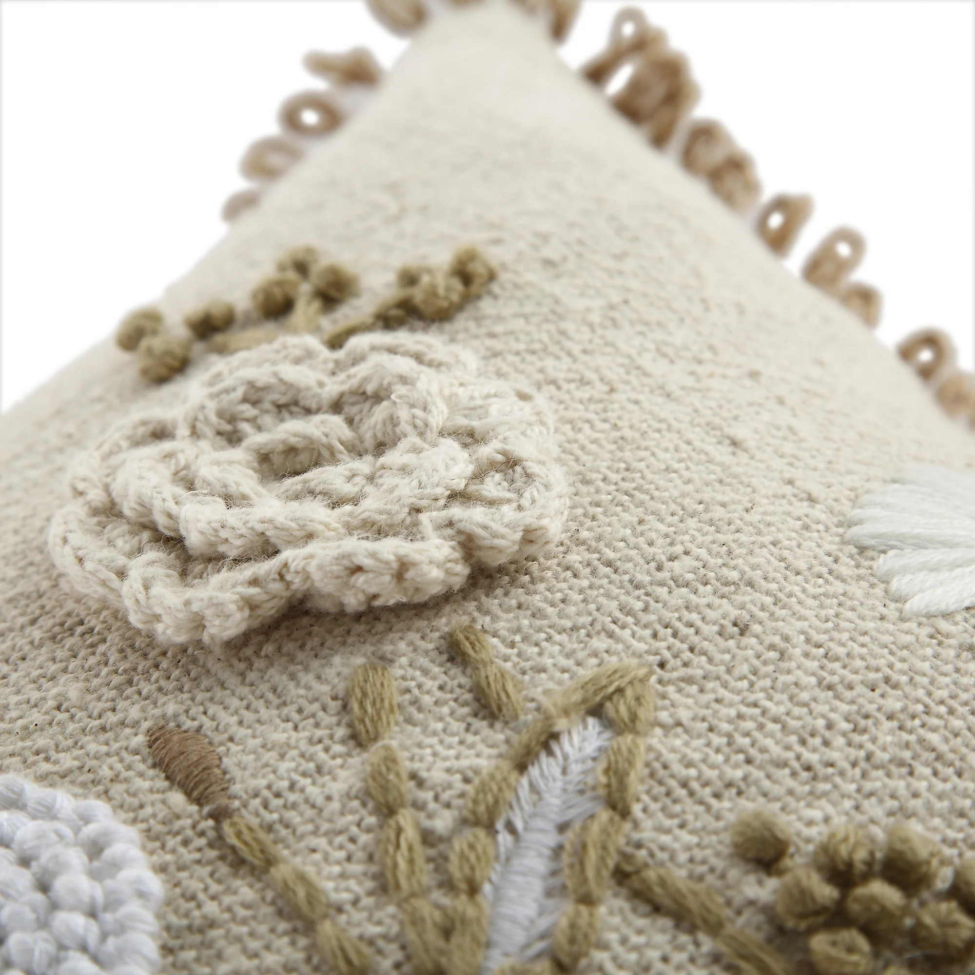 Delilah Crochet Jute Lace Hand Embroidered Rectangular Cushion - Image 3