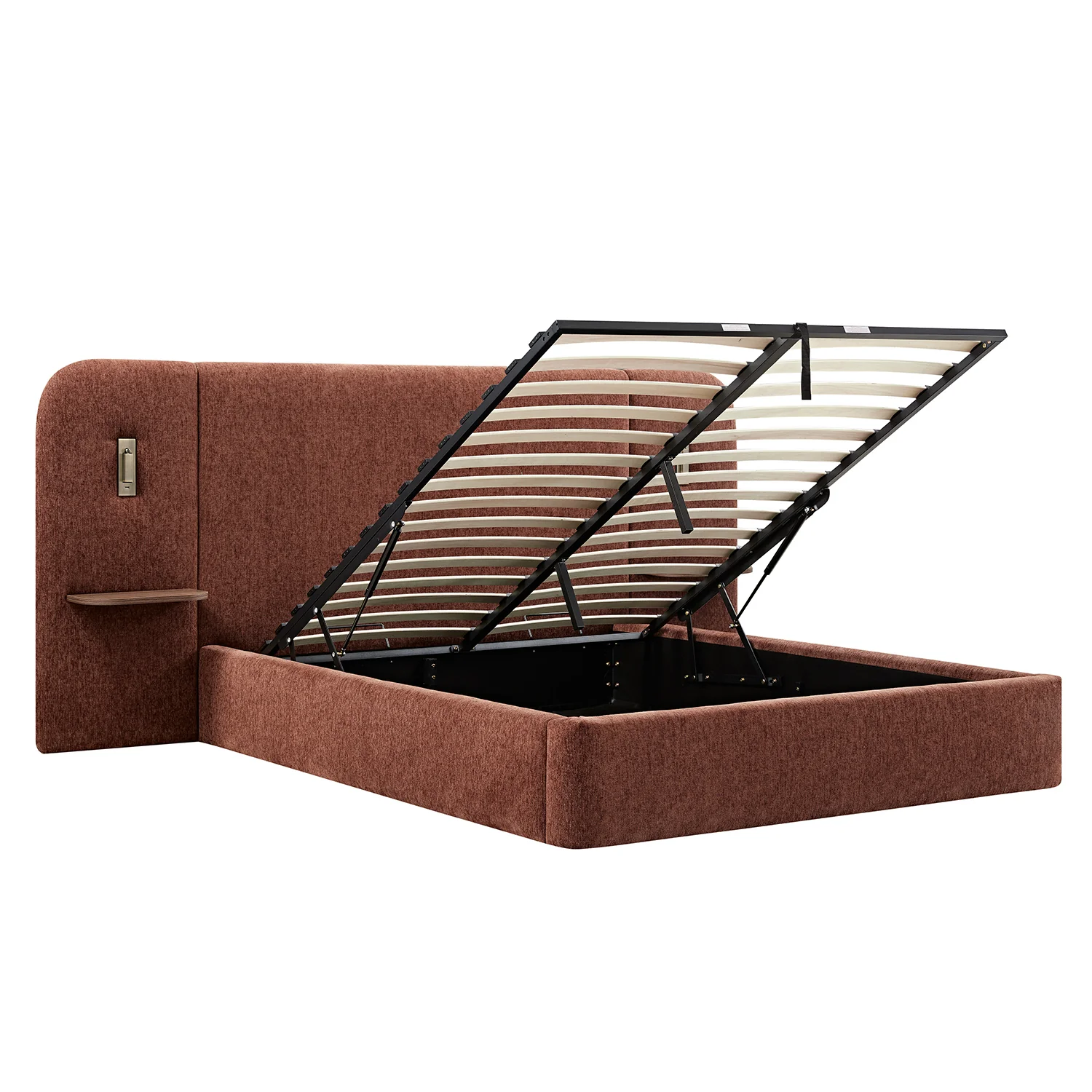 Della Extended Headboard Storage Bed, Burnt Brick Chenille - Image 13