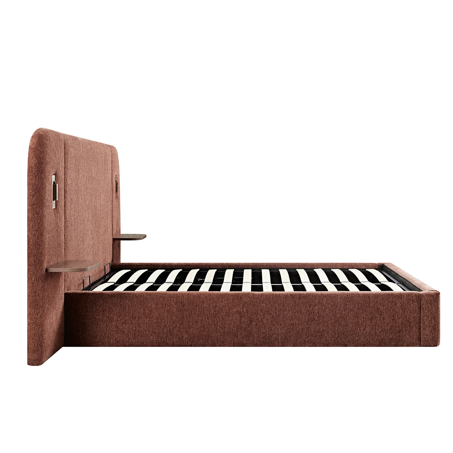 Della Extended Headboard Storage Bed, Burnt Brick Chenille - Image 15