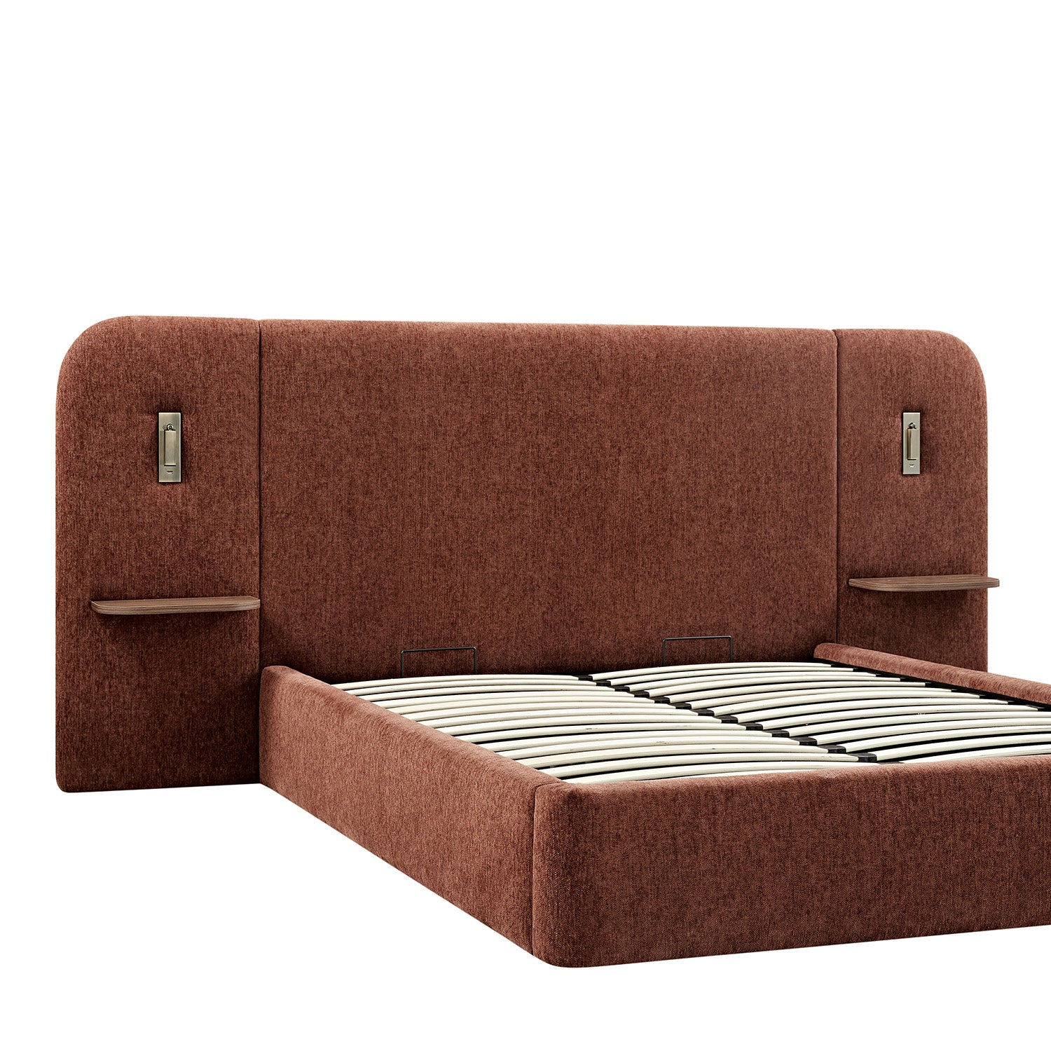 Della Extended Headboard Storage Bed, Burnt Brick Chenille - Image 17
