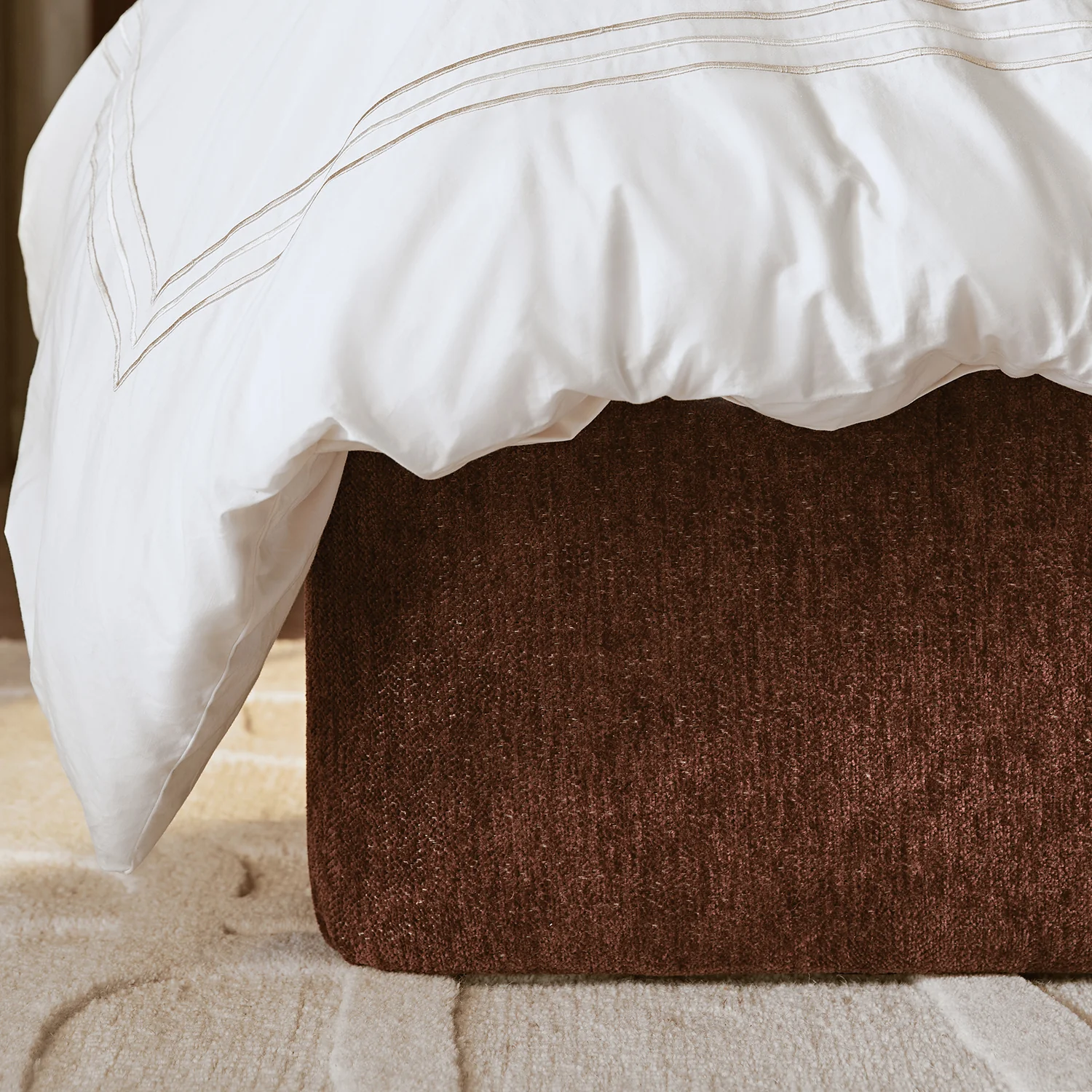Della Extended Headboard Storage Bed, Burnt Brick Chenille - Image 7