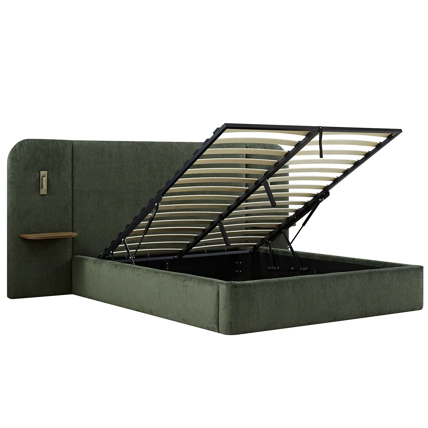 Della Extended Headboard Storage Bed, Moss Green Chenille - Image 14