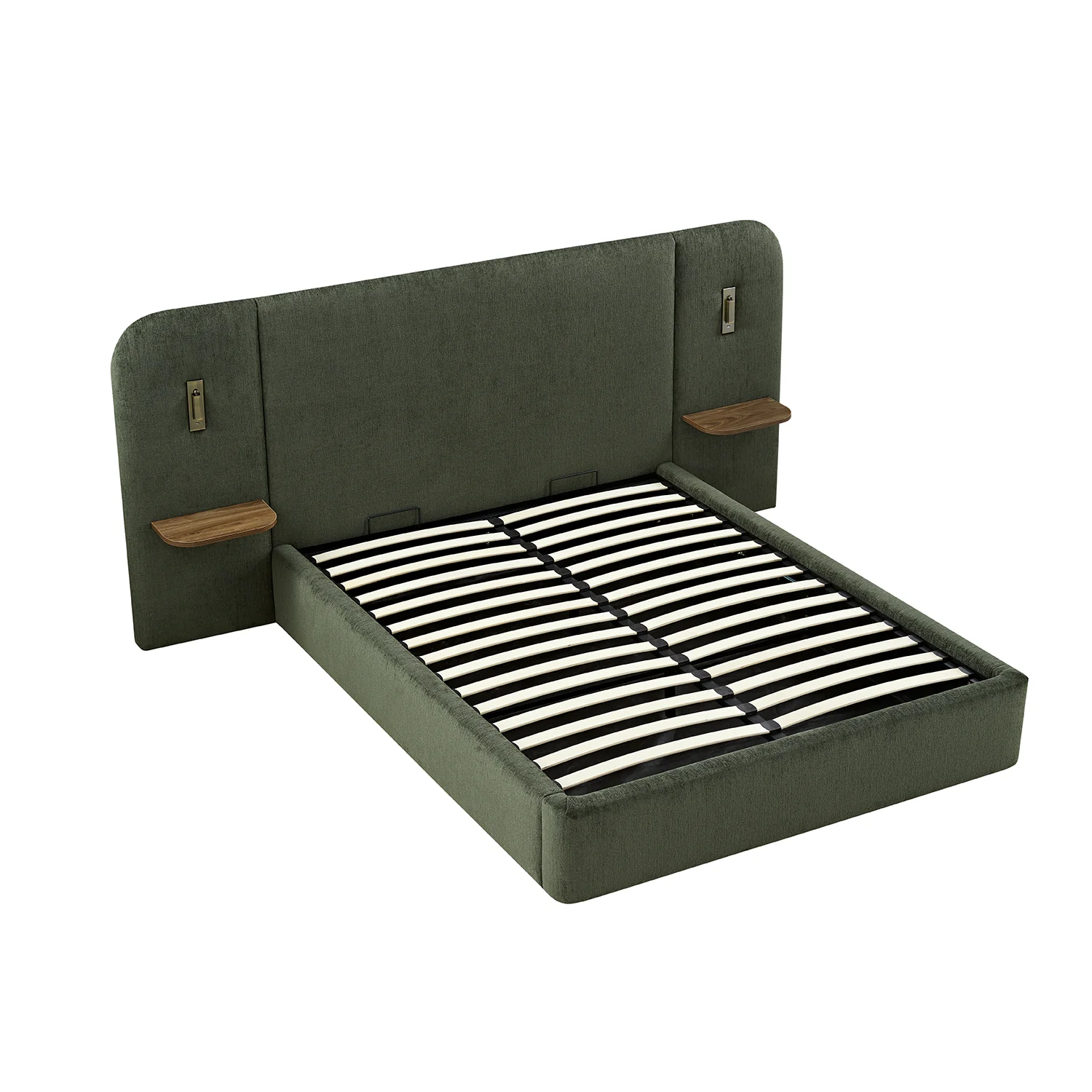 Della Extended Headboard Storage Bed, Moss Green Chenille - Image 15