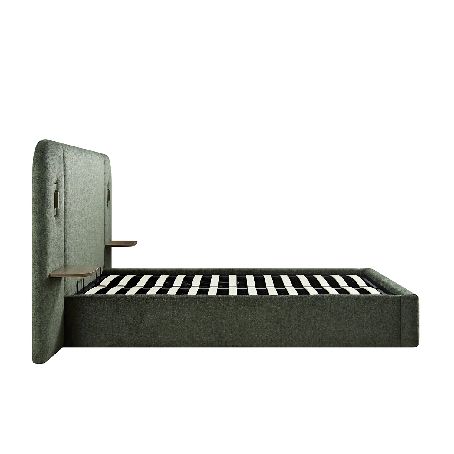 Della Extended Headboard Storage Bed, Moss Green Chenille - Image 16