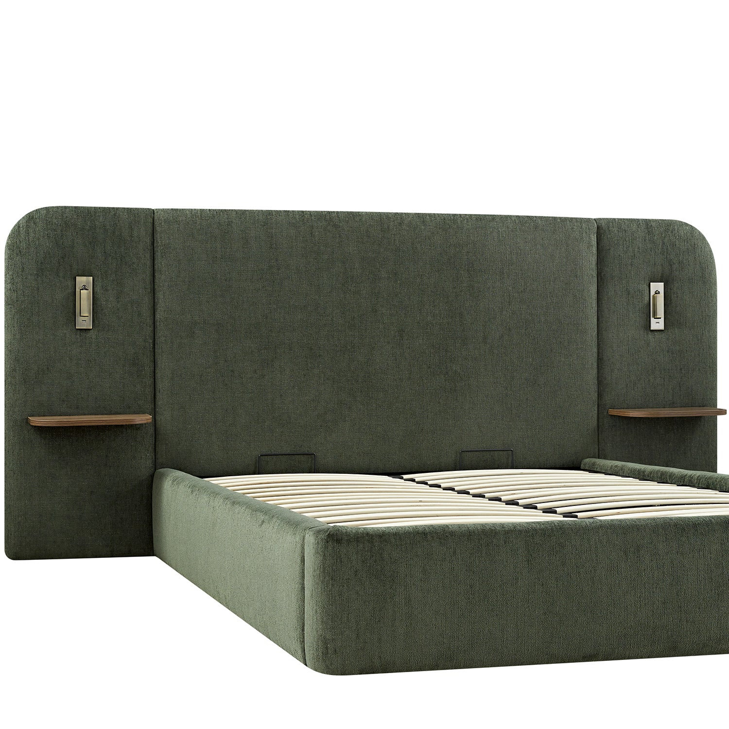 Della Extended Headboard Storage Bed, Moss Green Chenille - Image 18