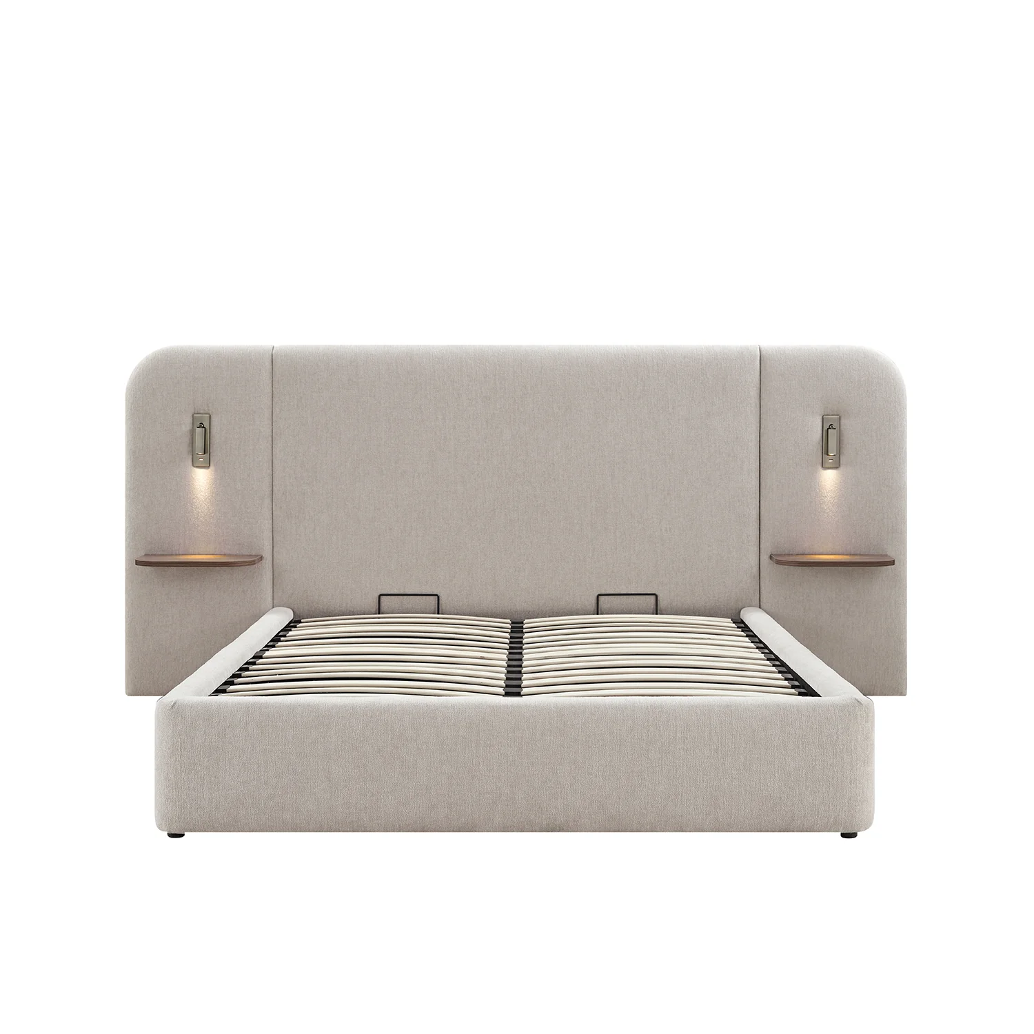 Della Extended Headboard Storage Bed, Soft Beige Chenille - Image 11