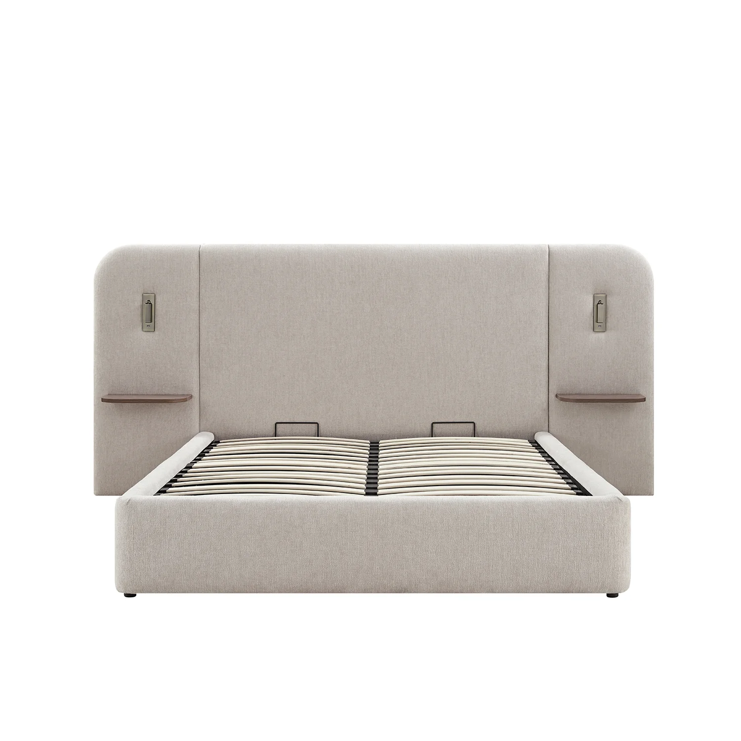 Della Extended Headboard Storage Bed, Soft Beige Chenille - Image 15