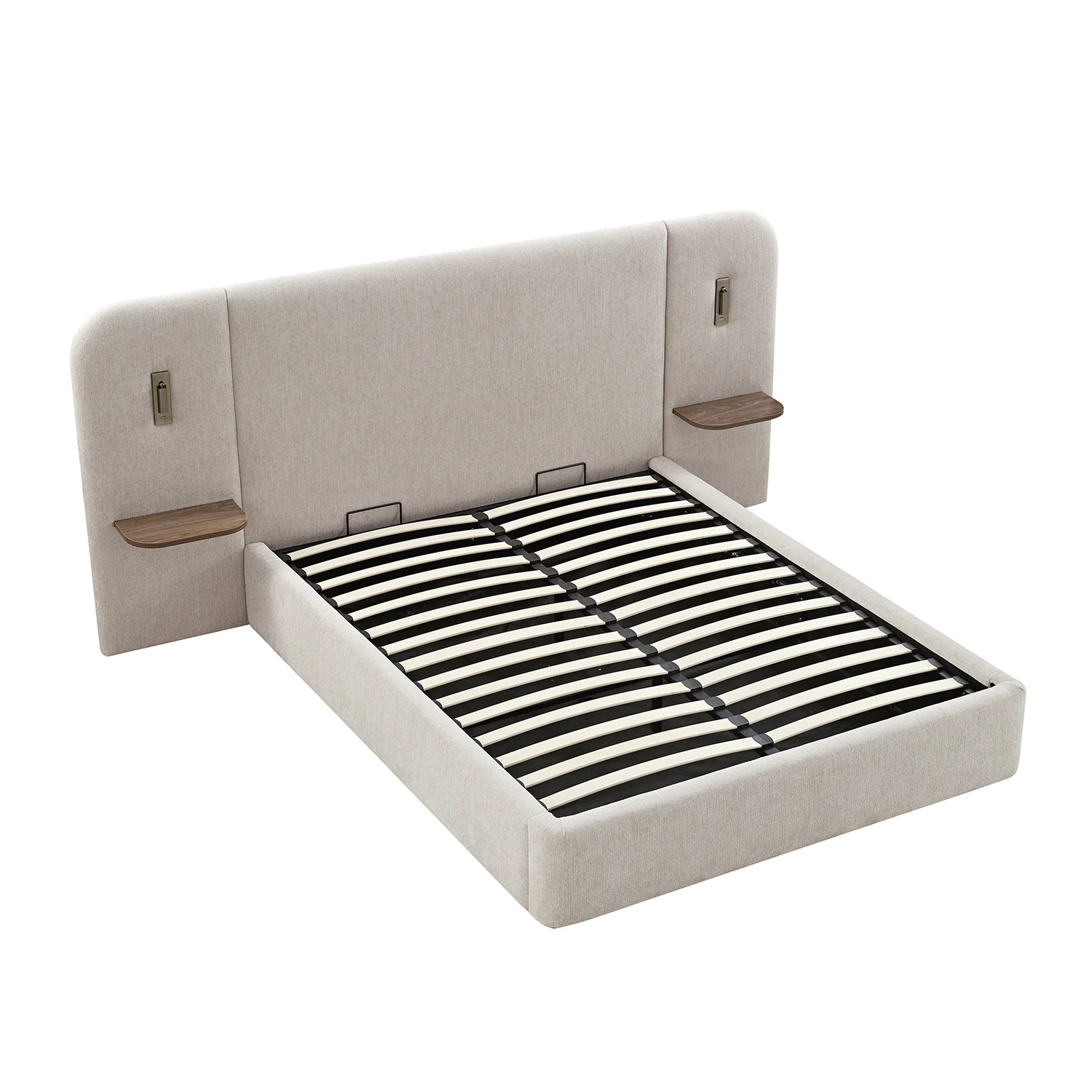 Della Extended Headboard Storage Bed, Soft Beige Chenille - Image 17
