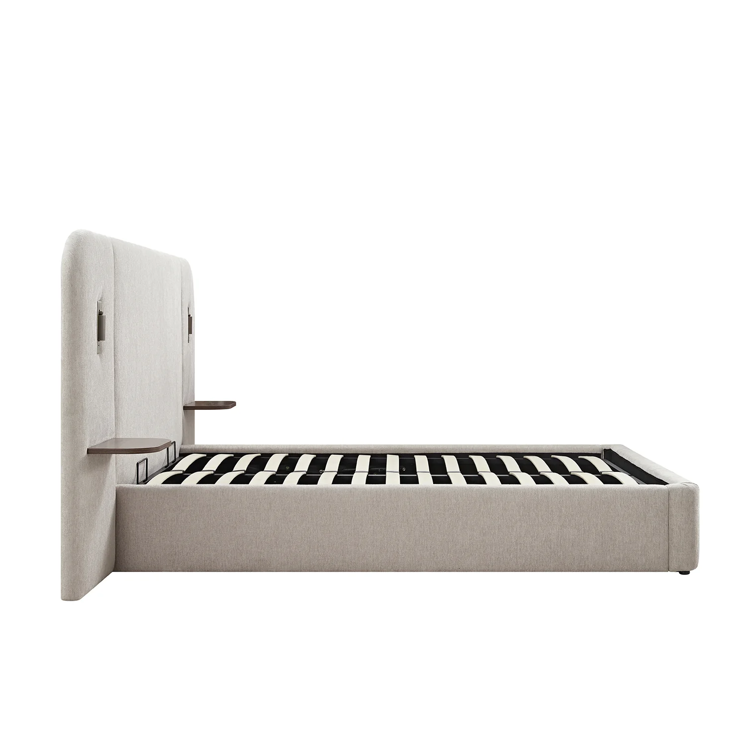 Della Extended Headboard Storage Bed, Soft Beige Chenille - Image 18