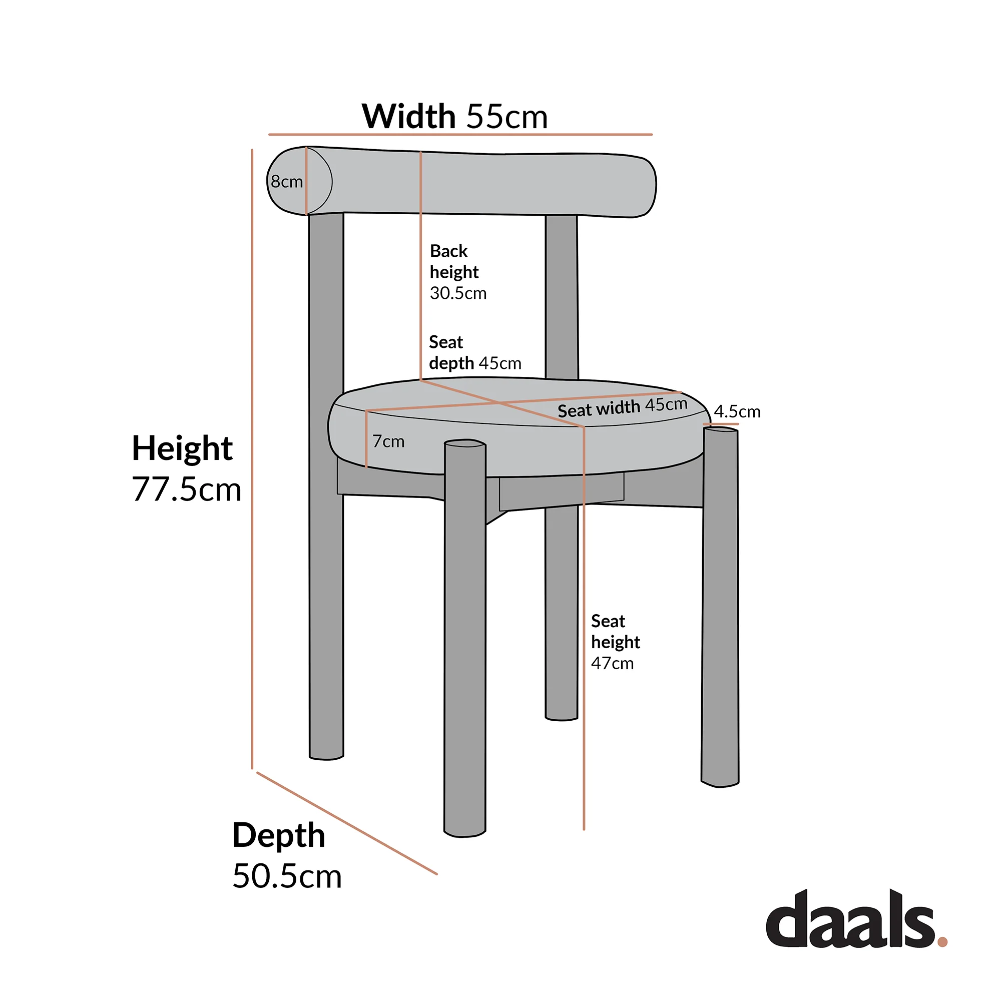Demeter Dining Chair, Brick Boucle | Dark Walnut Frame - Image 10